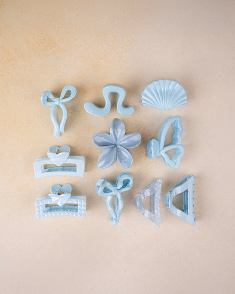 Ocean Mist Hair Claw – Set of 10