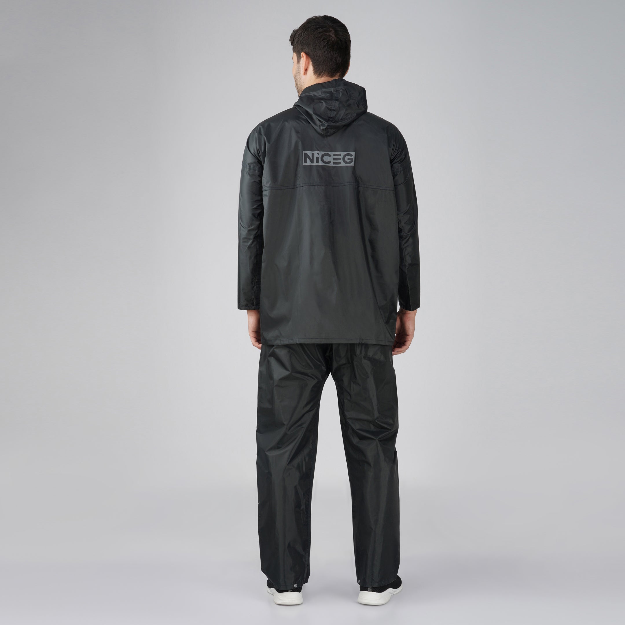 NiceG Men's Raincoats With Lightweight, Waterproof & Durable Black