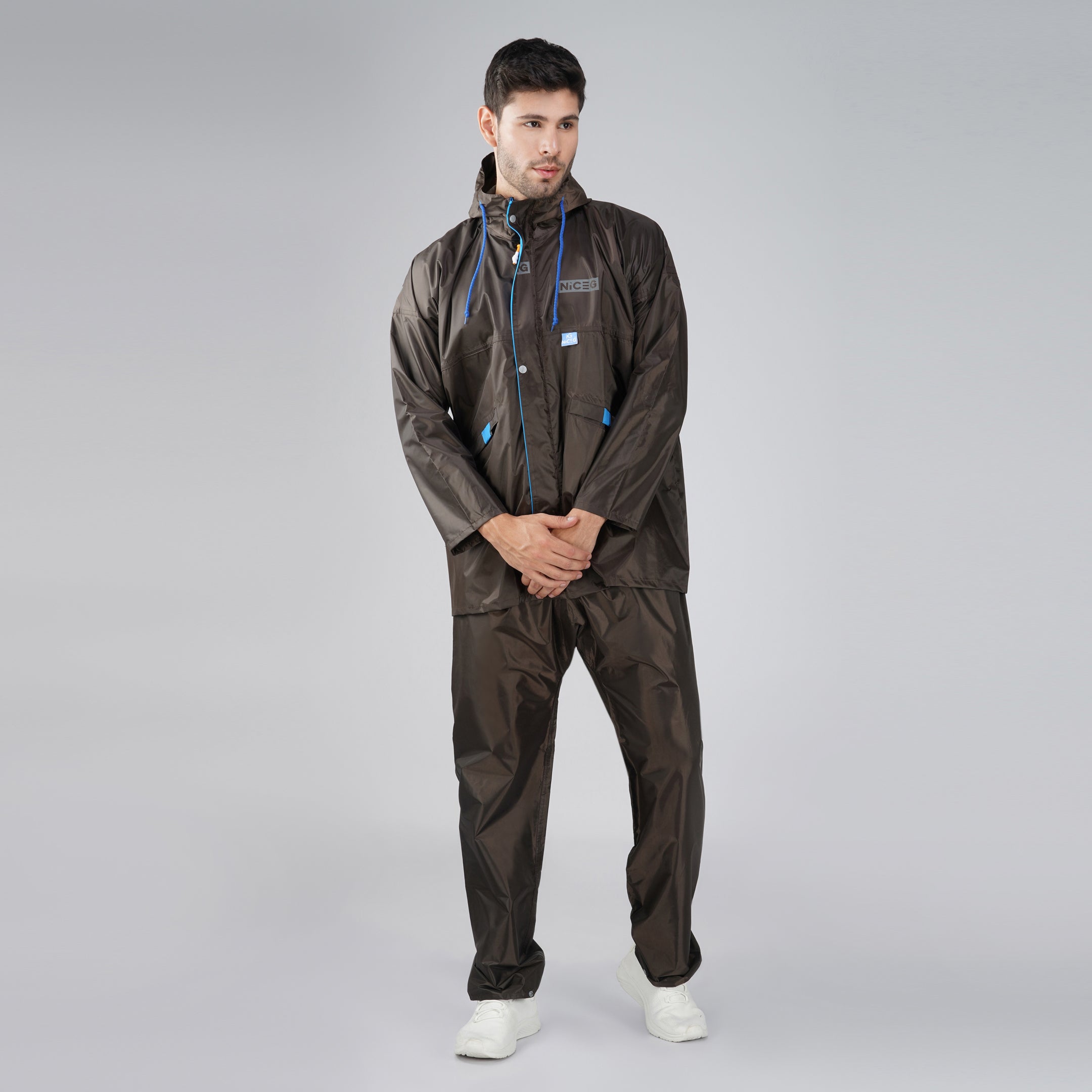 NiceG Men's Waterproof Raincoats: Upgrade Your Rainy Day Gear (Brown)