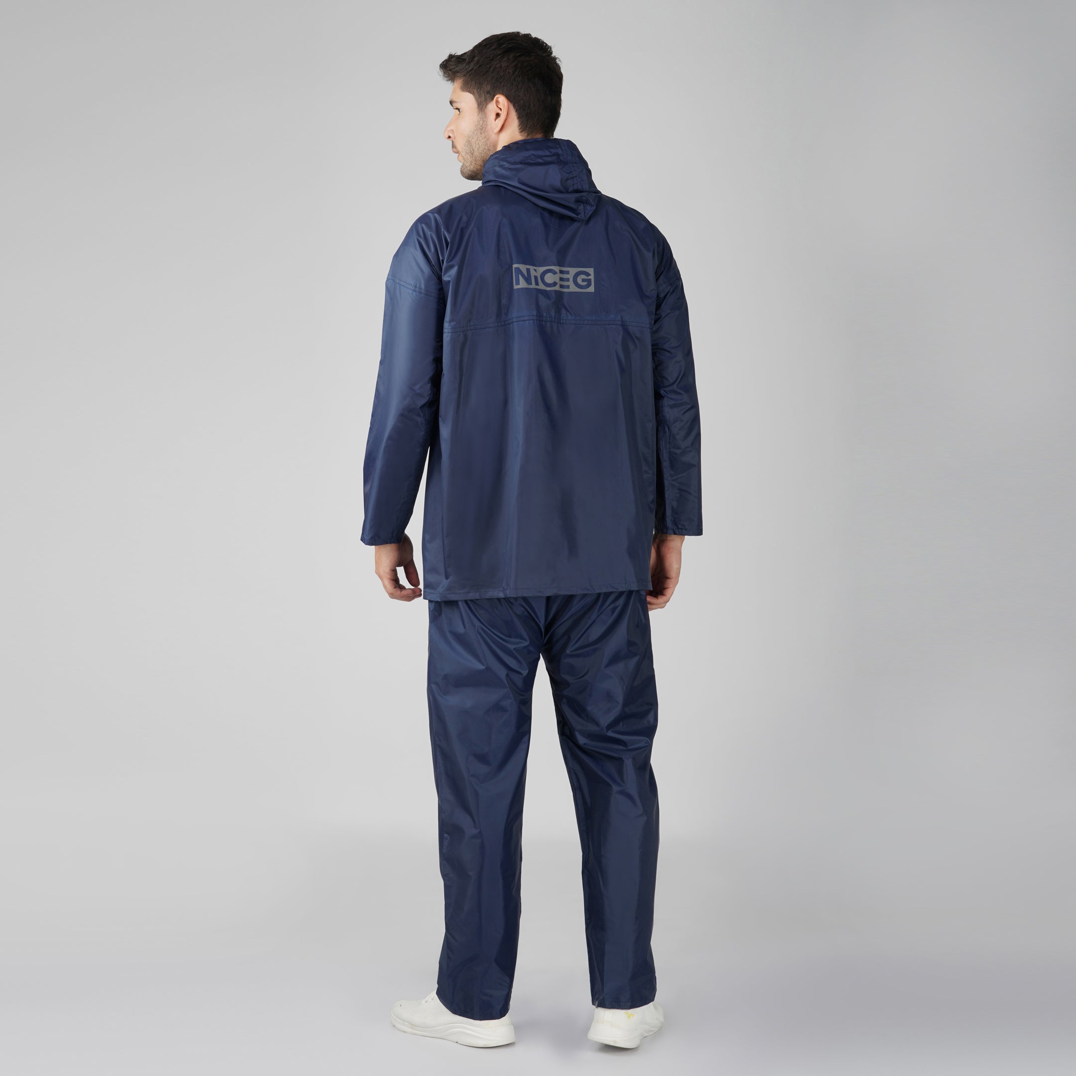 NiceG Men's Waterproof Bike Raincoat, Reversible, Hooded, Blue