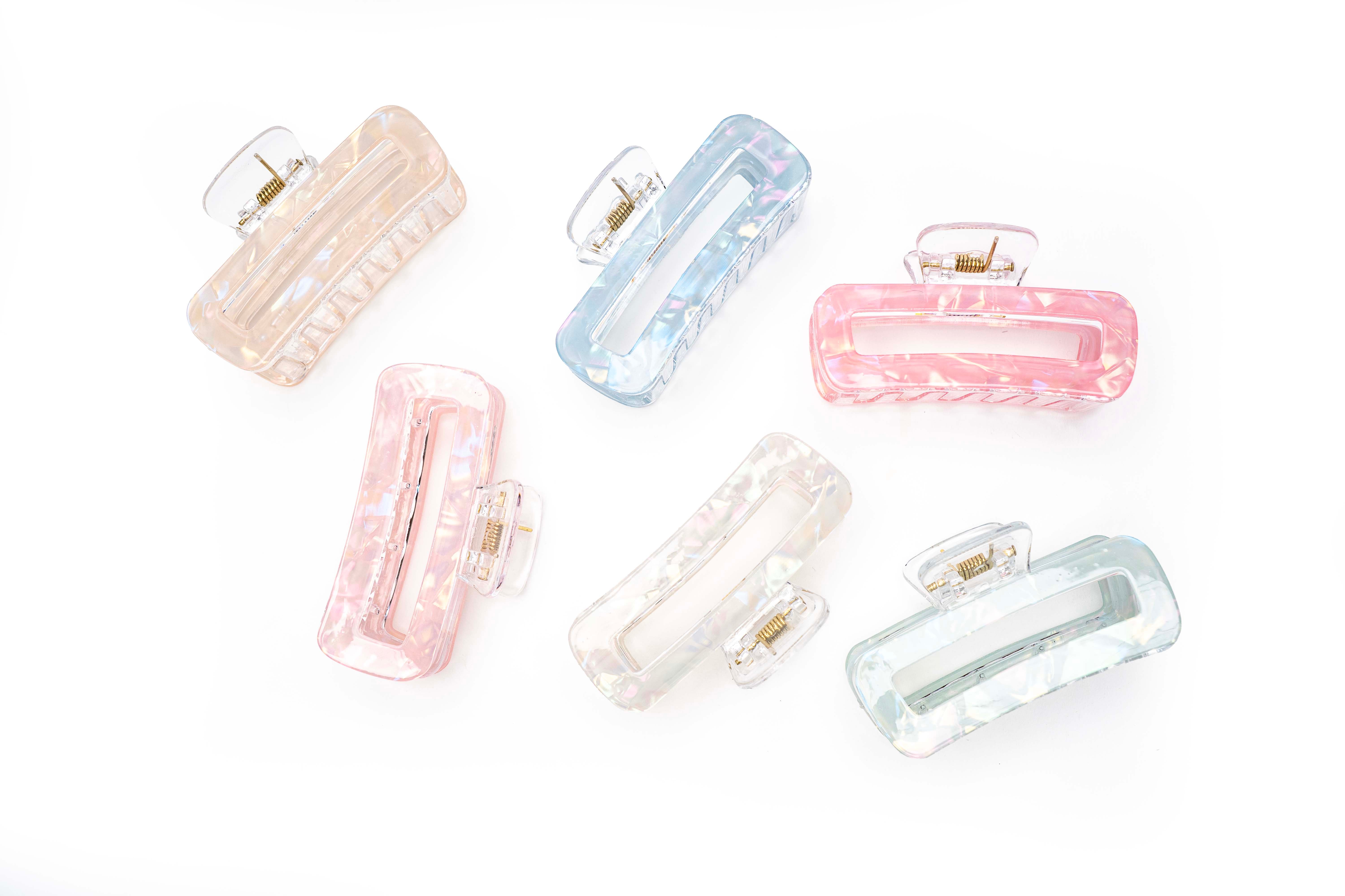 Crystal Rectangular Hair Claw Set of 6 Pcs