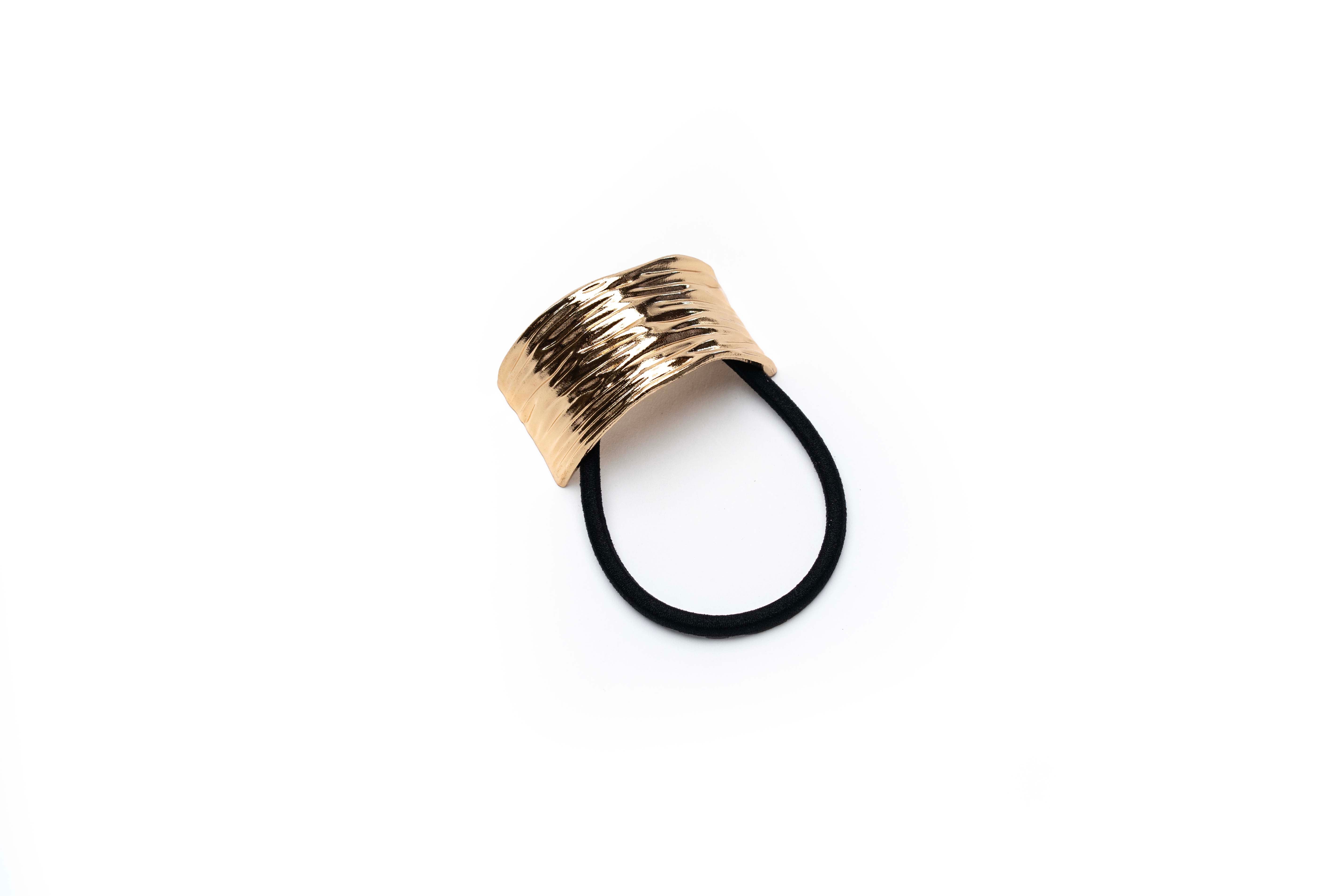 Textured Gold Plate Hair Elastic
