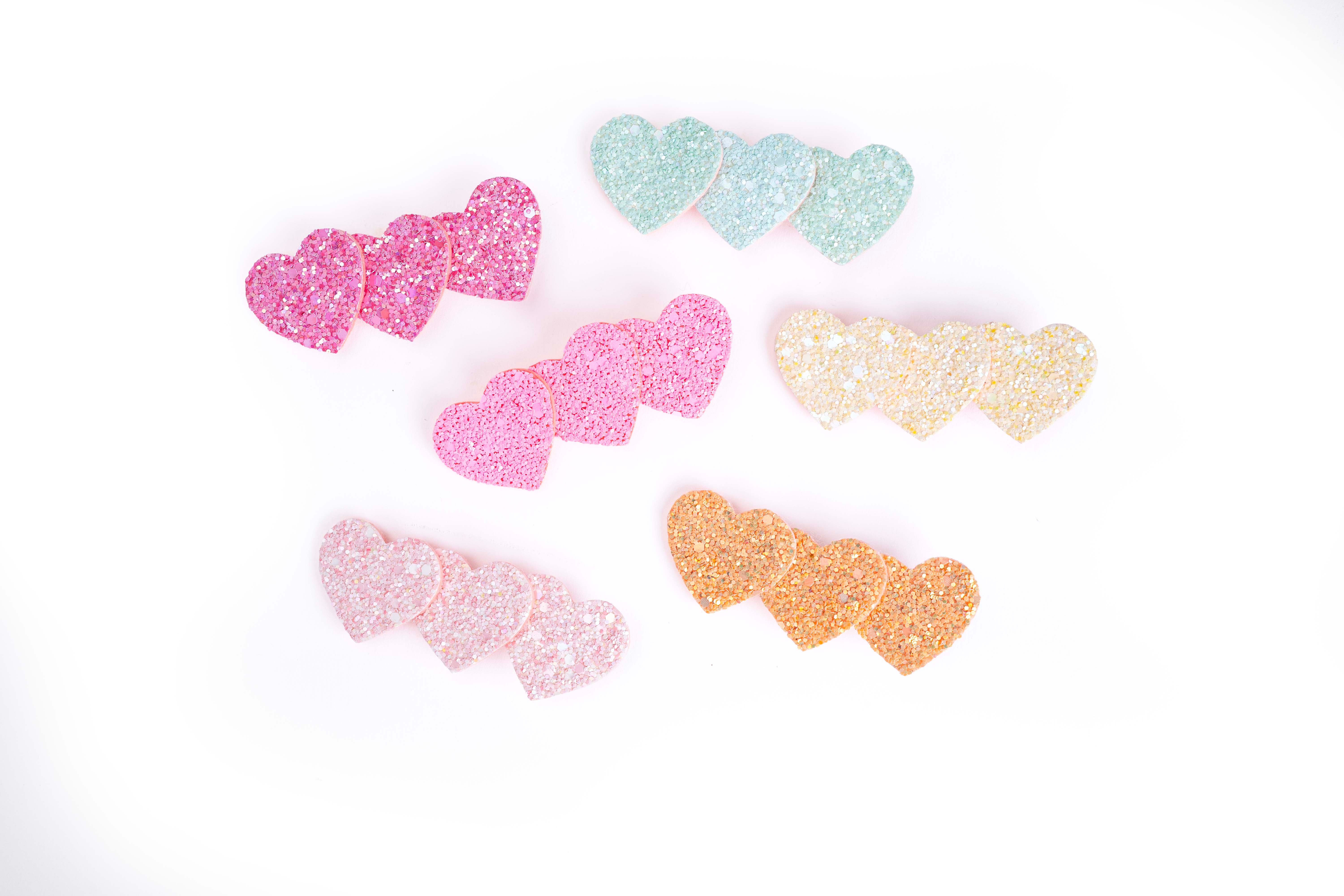 Sparkle Heart Hair Clip Set of 6 Pcs