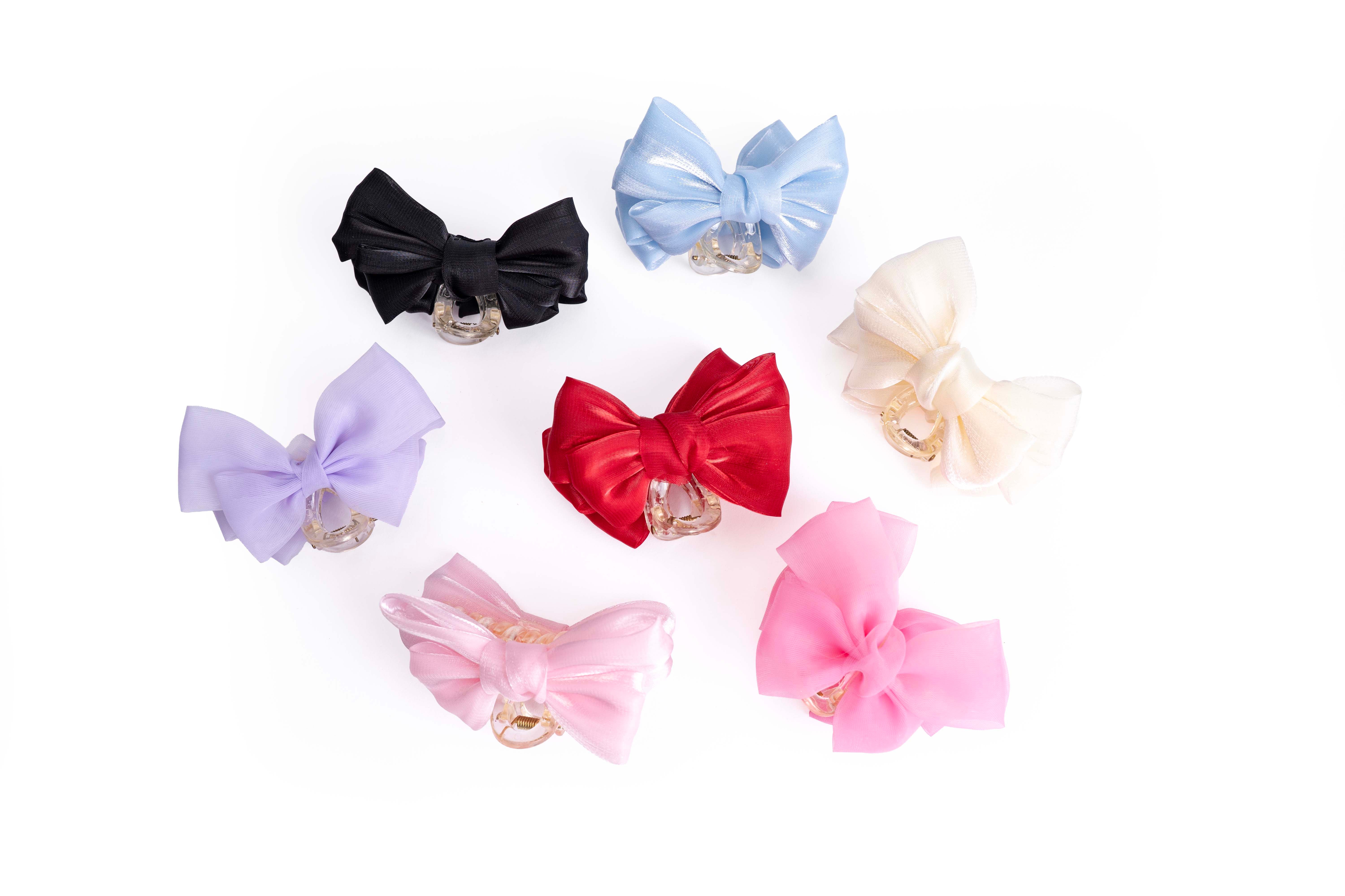 Sheer Bow Hair Claw Set of 7 Pcs