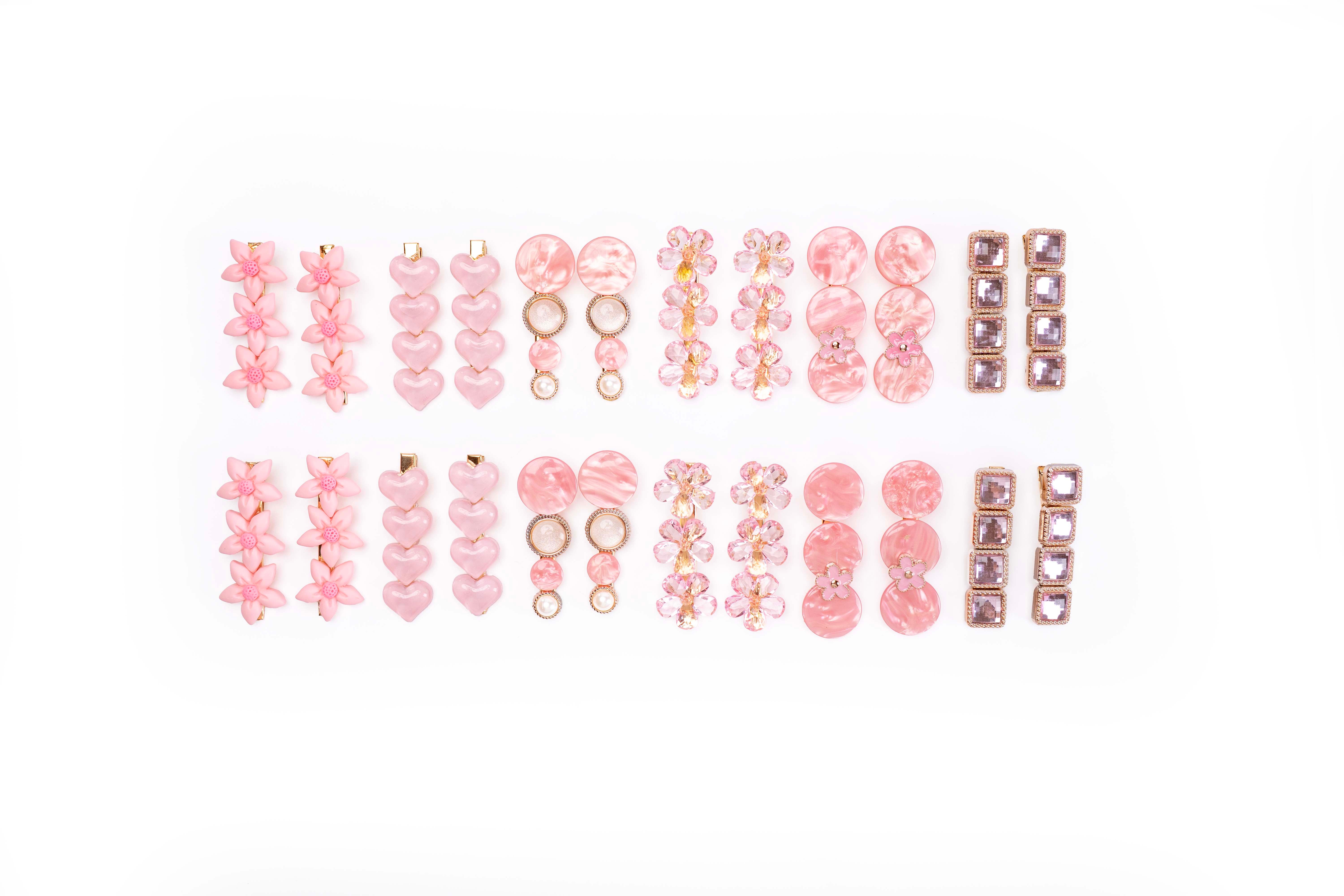 Blush Luxe Statement Hair Clips – Set of 12 Pairs