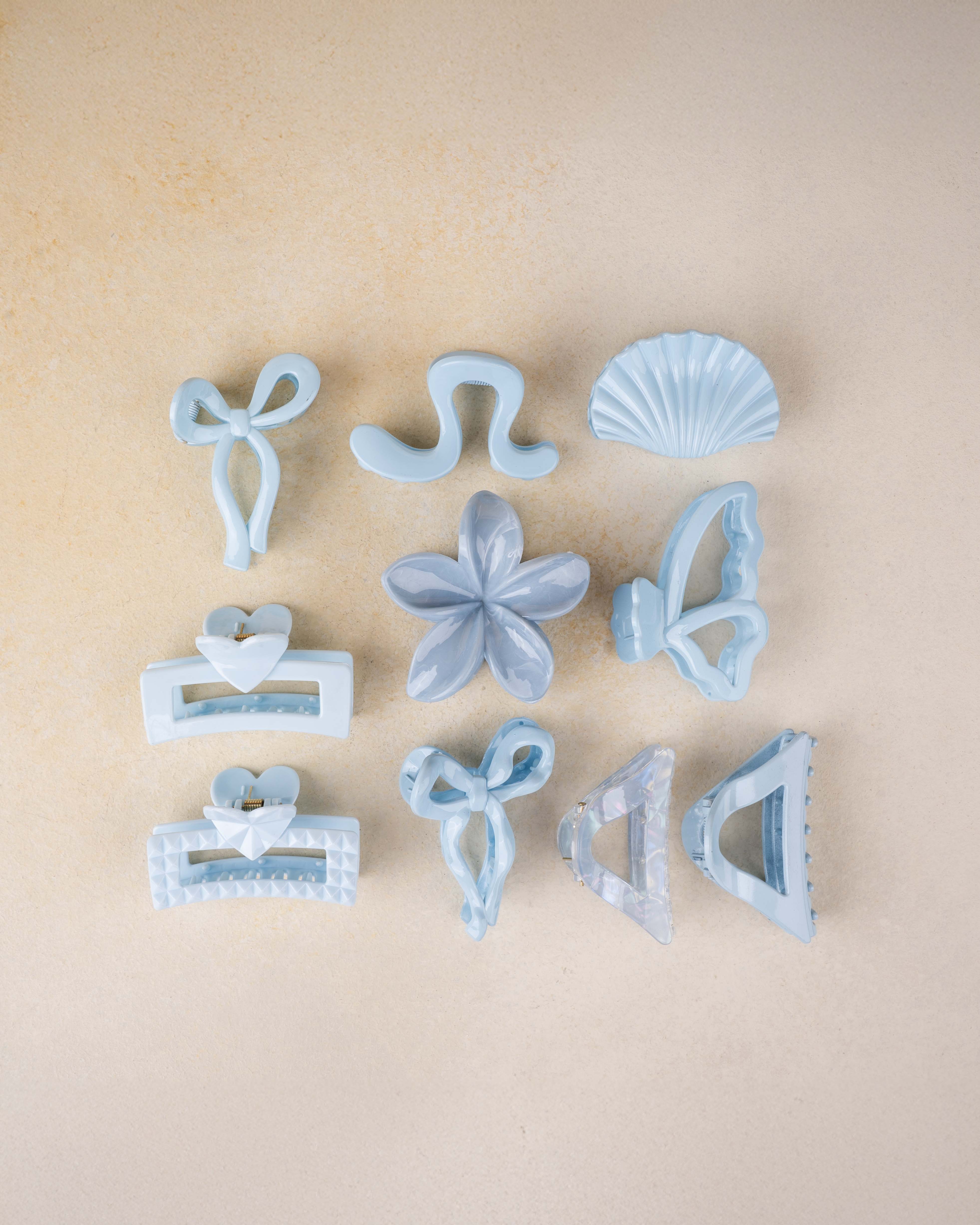 Ocean Mist Hair Claw – Set of 10