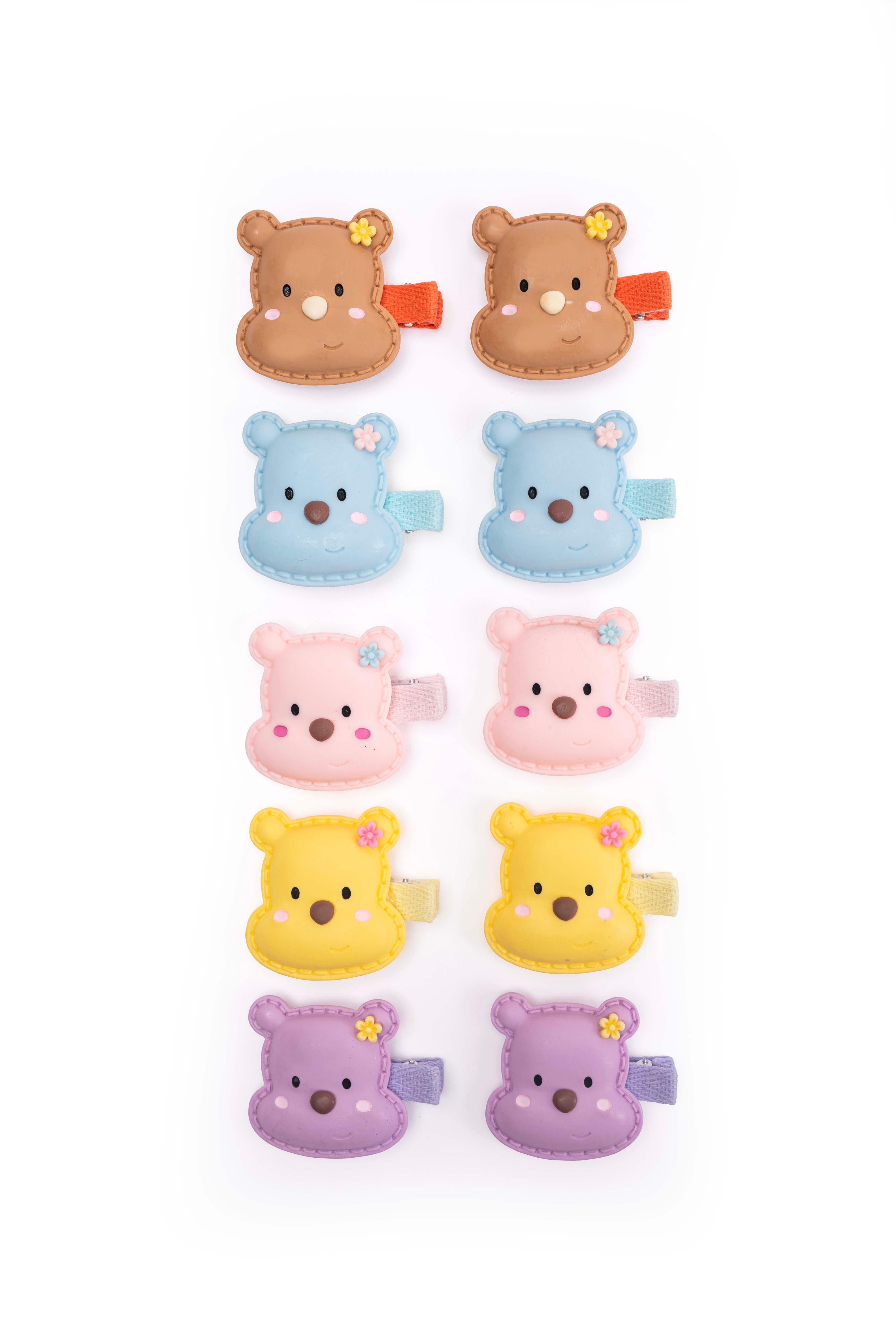 Cute Teddy Bear Hair Clips –  5 Pairs