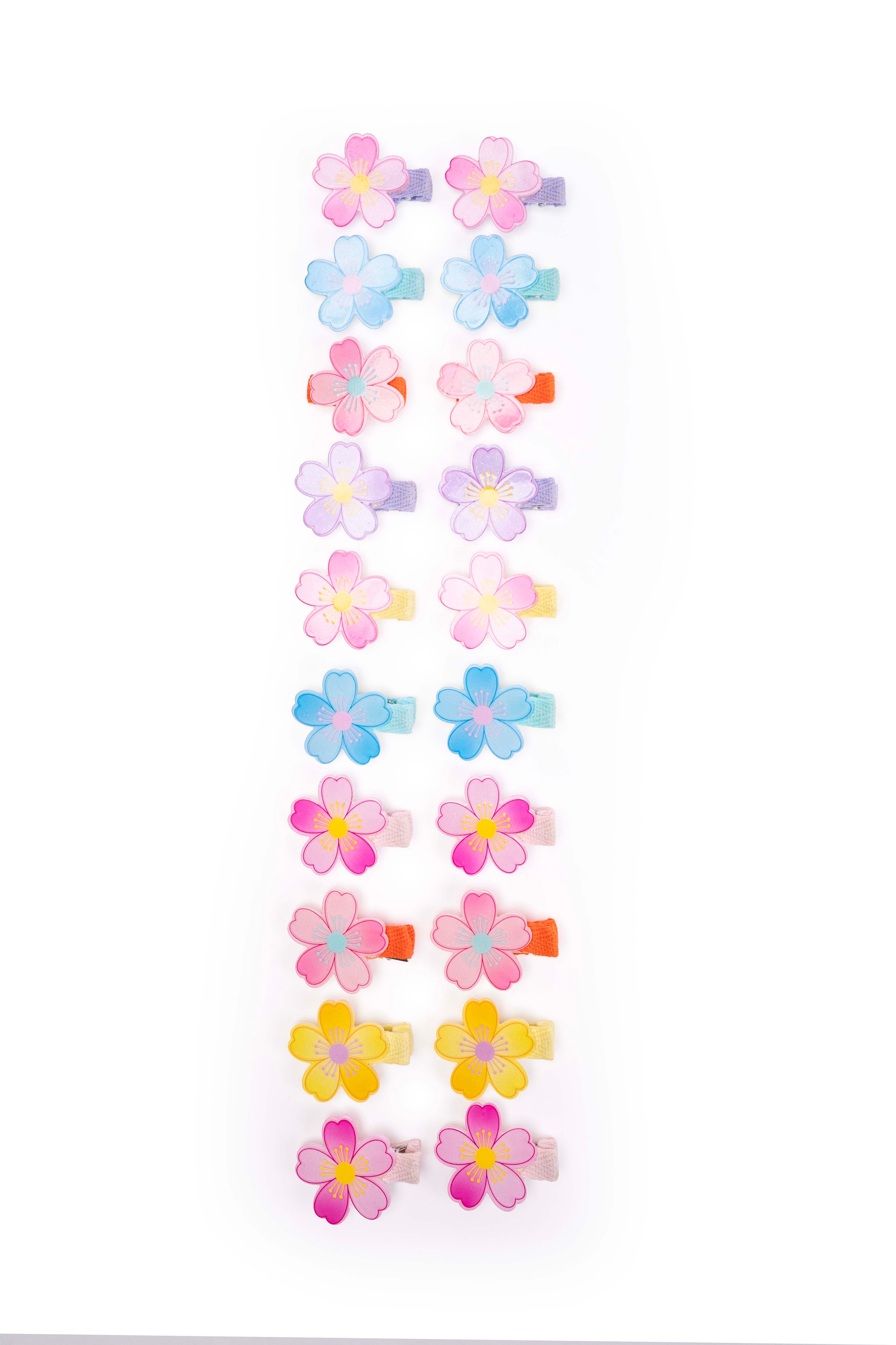 Cute Pastel Flower Hair Clips for Girls – Set of 10 Pairs
