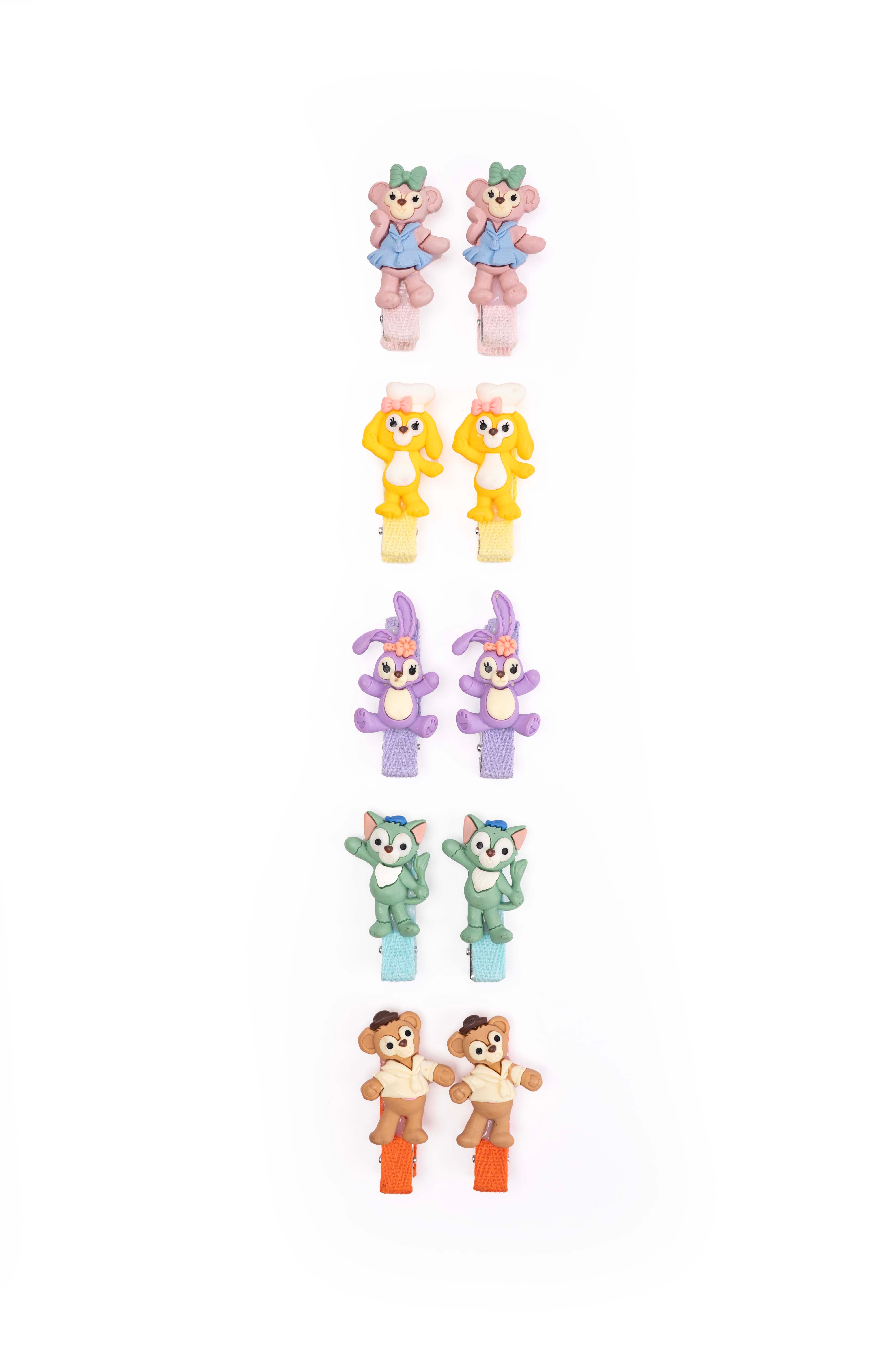 Cute Animal Cartoon Hair Clips – Set of 5 Pairs