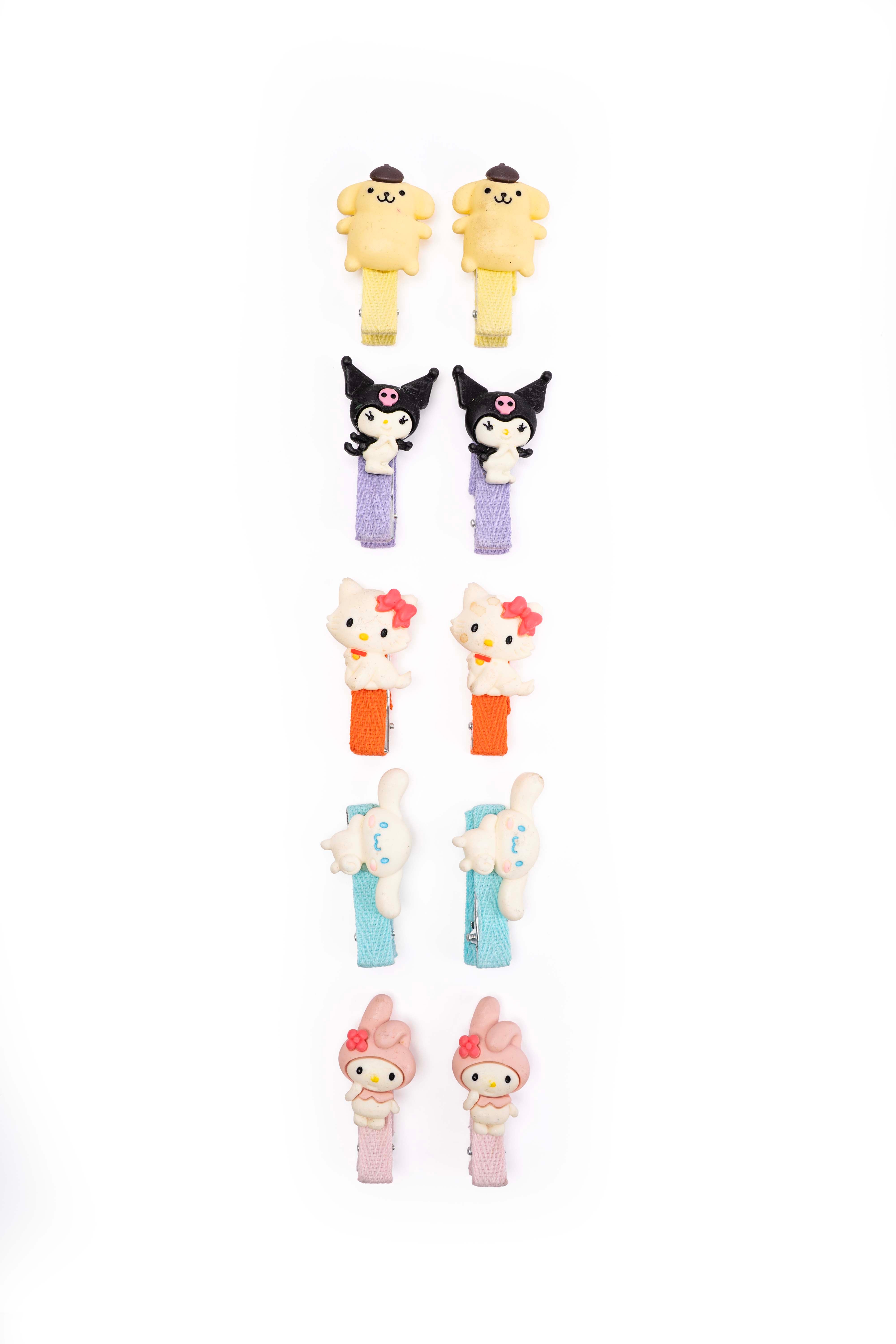 Cute Cartoon Character Snap Hair Clips – Set of 5 Pairs