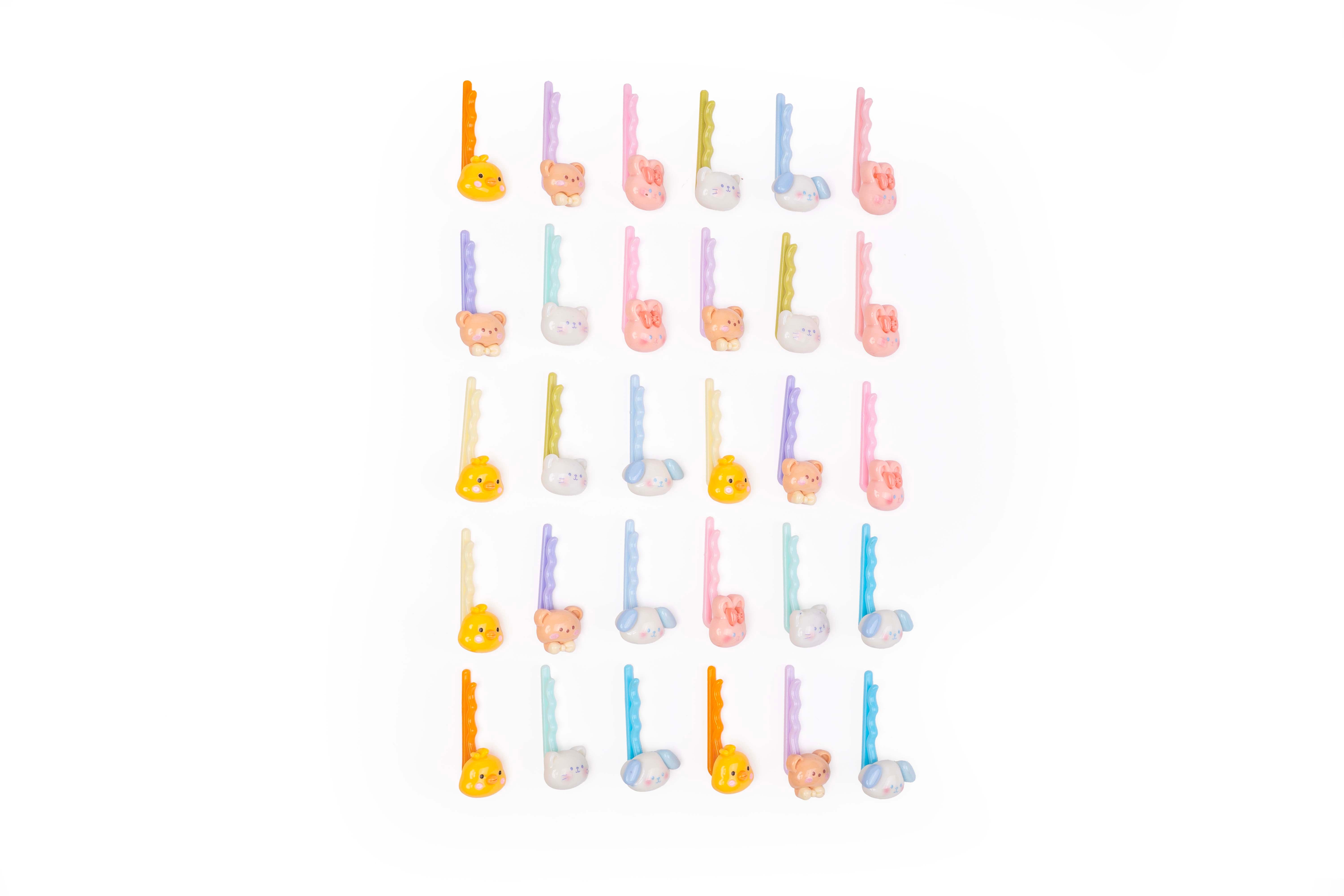 Cute Pastel Animal Mini Bobby Hair Pins – Set of 15 Pairs