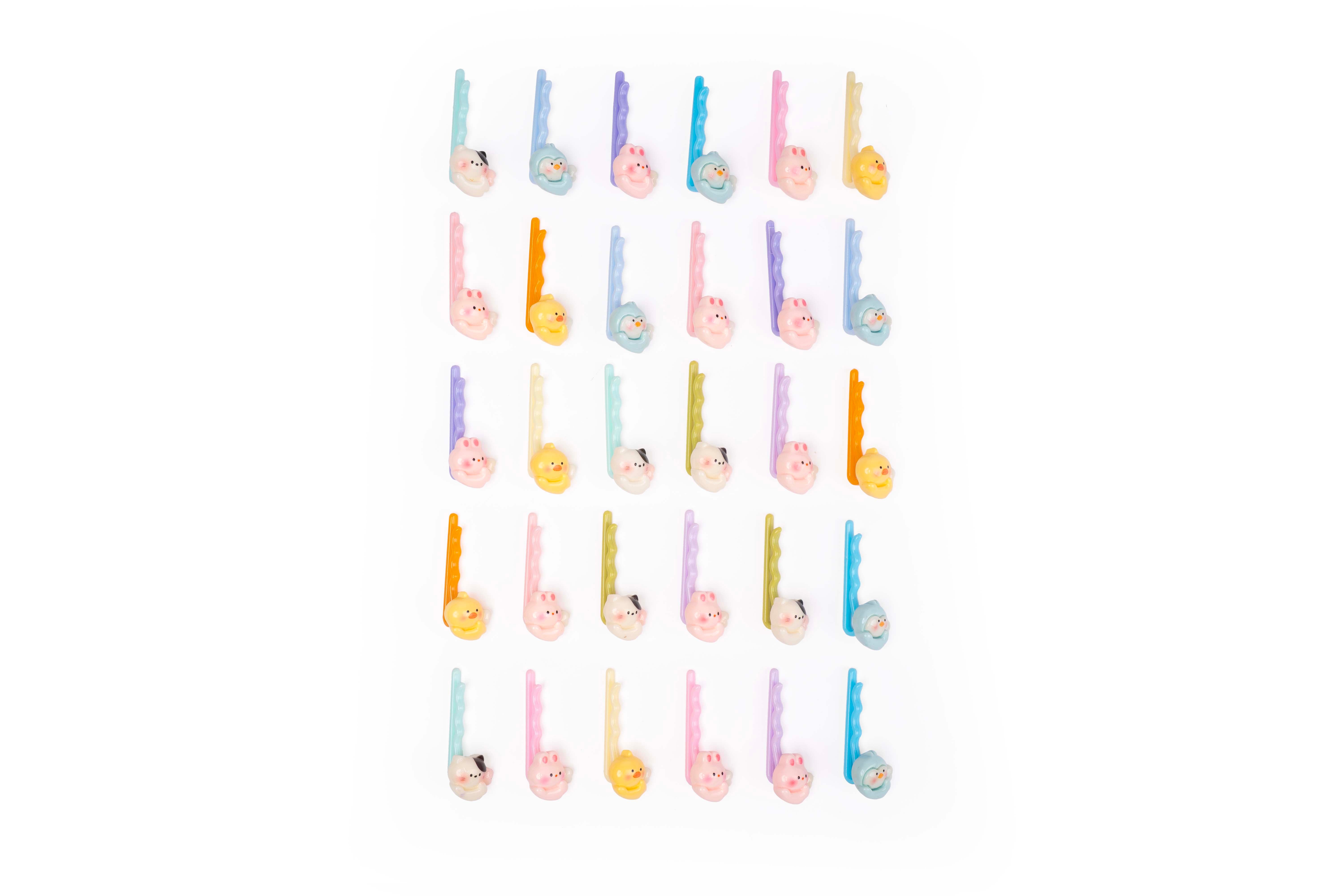Cute Pastel Farm Animal Mini Bobby Hair Pins – Set of 15 Pairs
