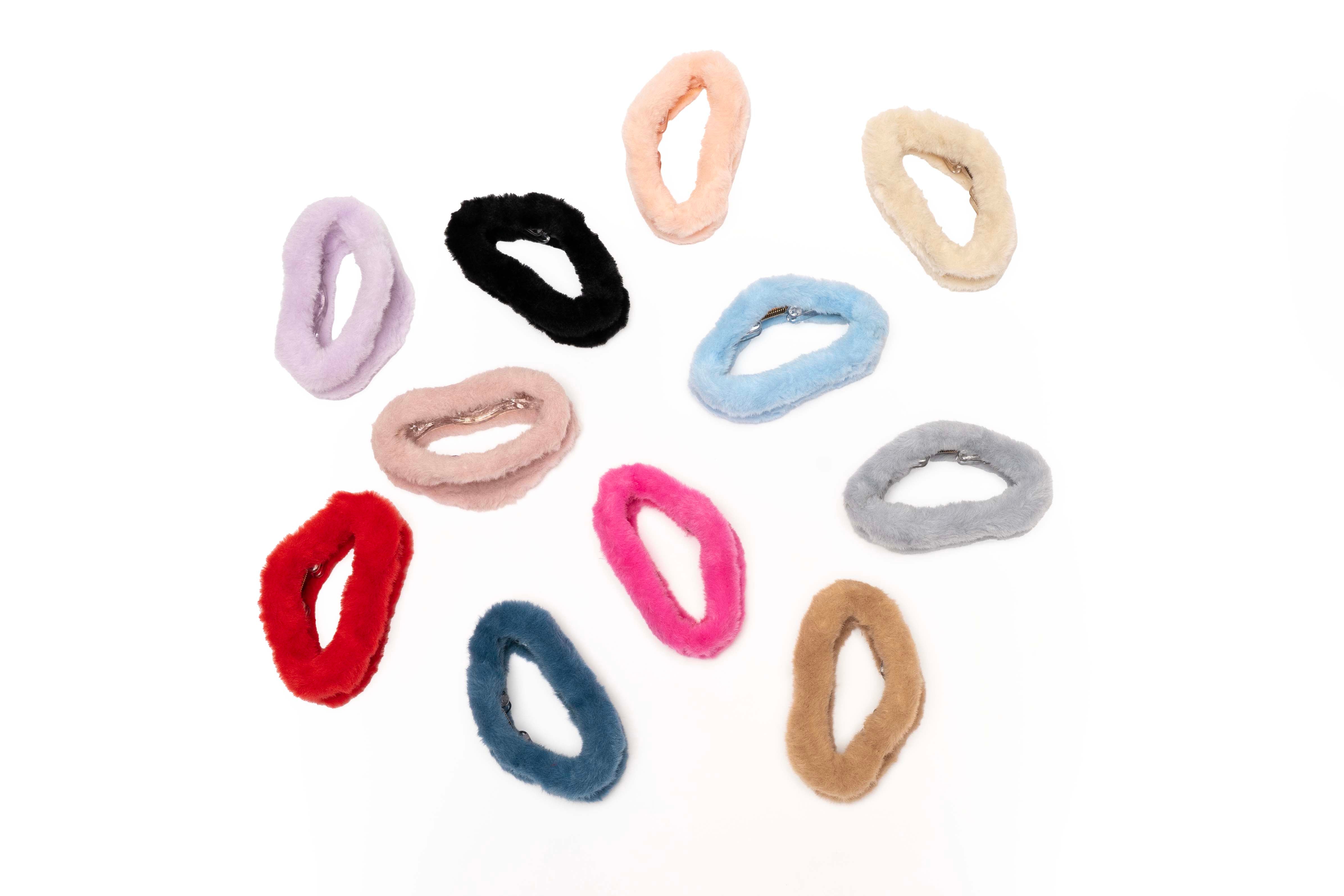 Plush Oval Hair Claw Set of 11 Pcs
