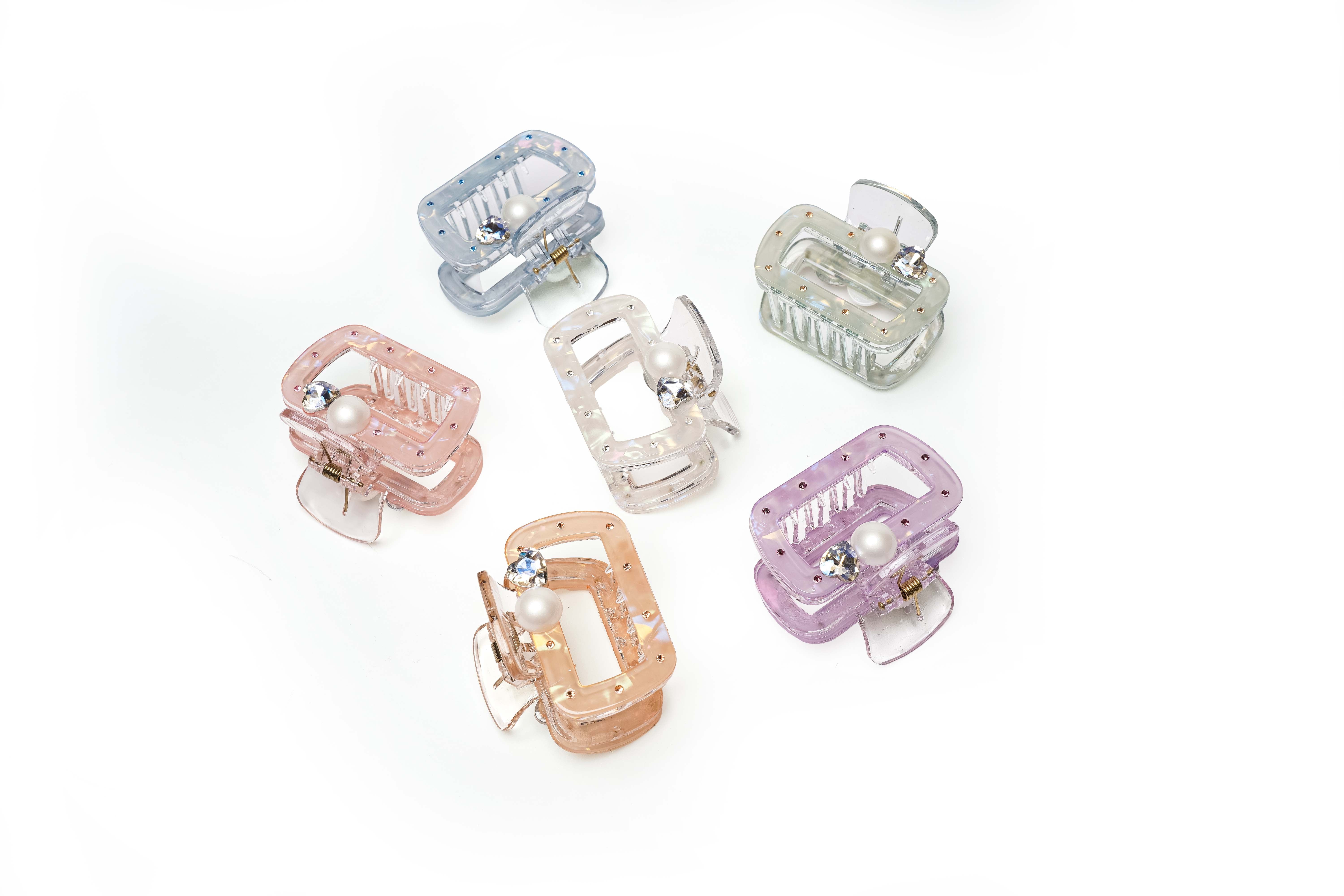 Pearl Frame Hair Claw Set of 6 Pcs
