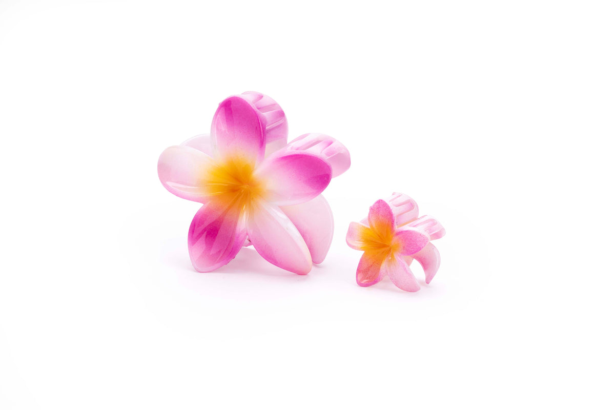 Gradient Plumeria Hair Claw Clip Set – 3 Pieces