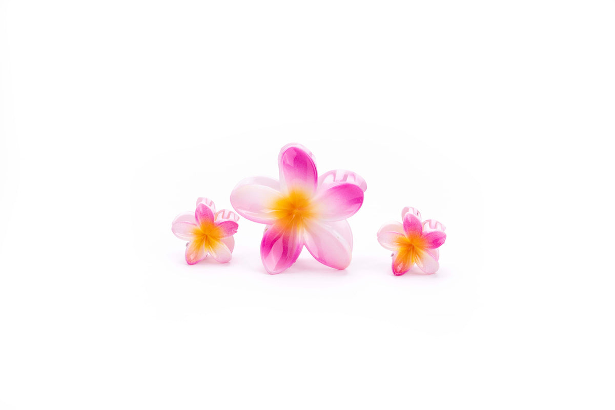 Gradient Plumeria Hair Claw Clip Set – 3 Pieces