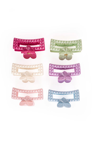 Studded Heart Frame Claw - Medium