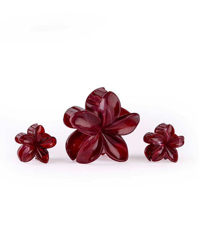 Triple Flower Hair Clip Set – 3 Pieces