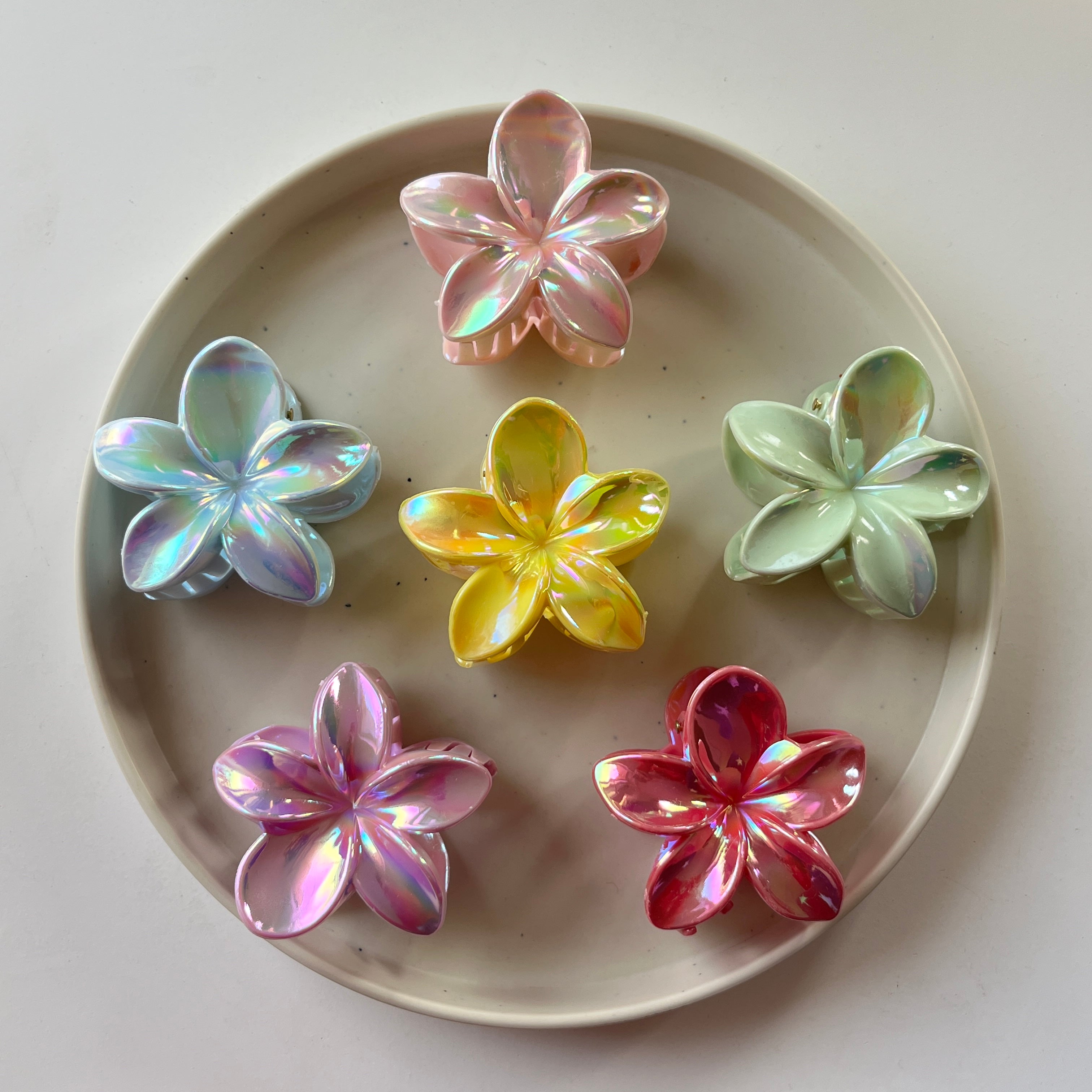 Iridescent Flower Hair Claw Set of 6 Pcs