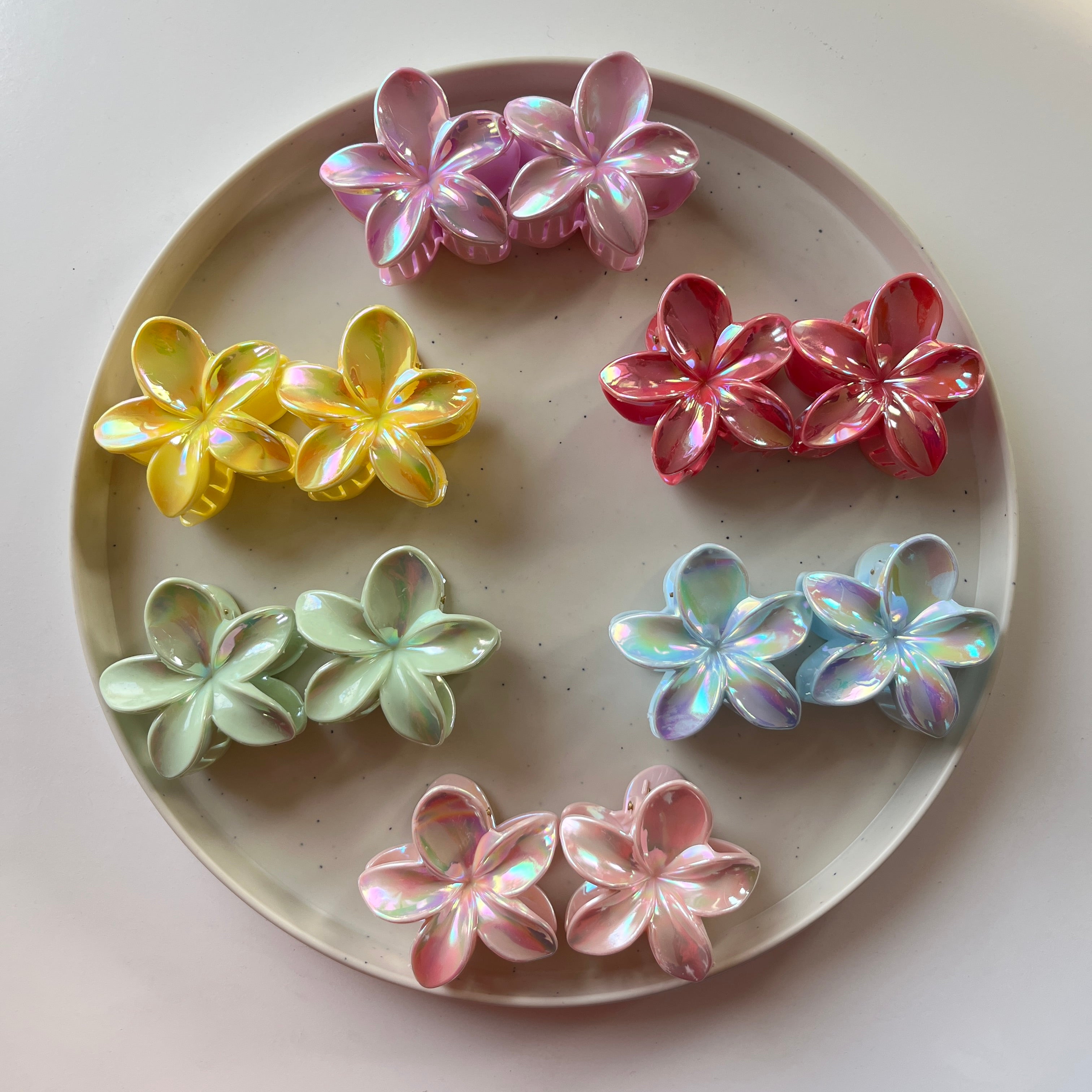 Iridescent Flower Hair Claw Set of 12 Pcs
