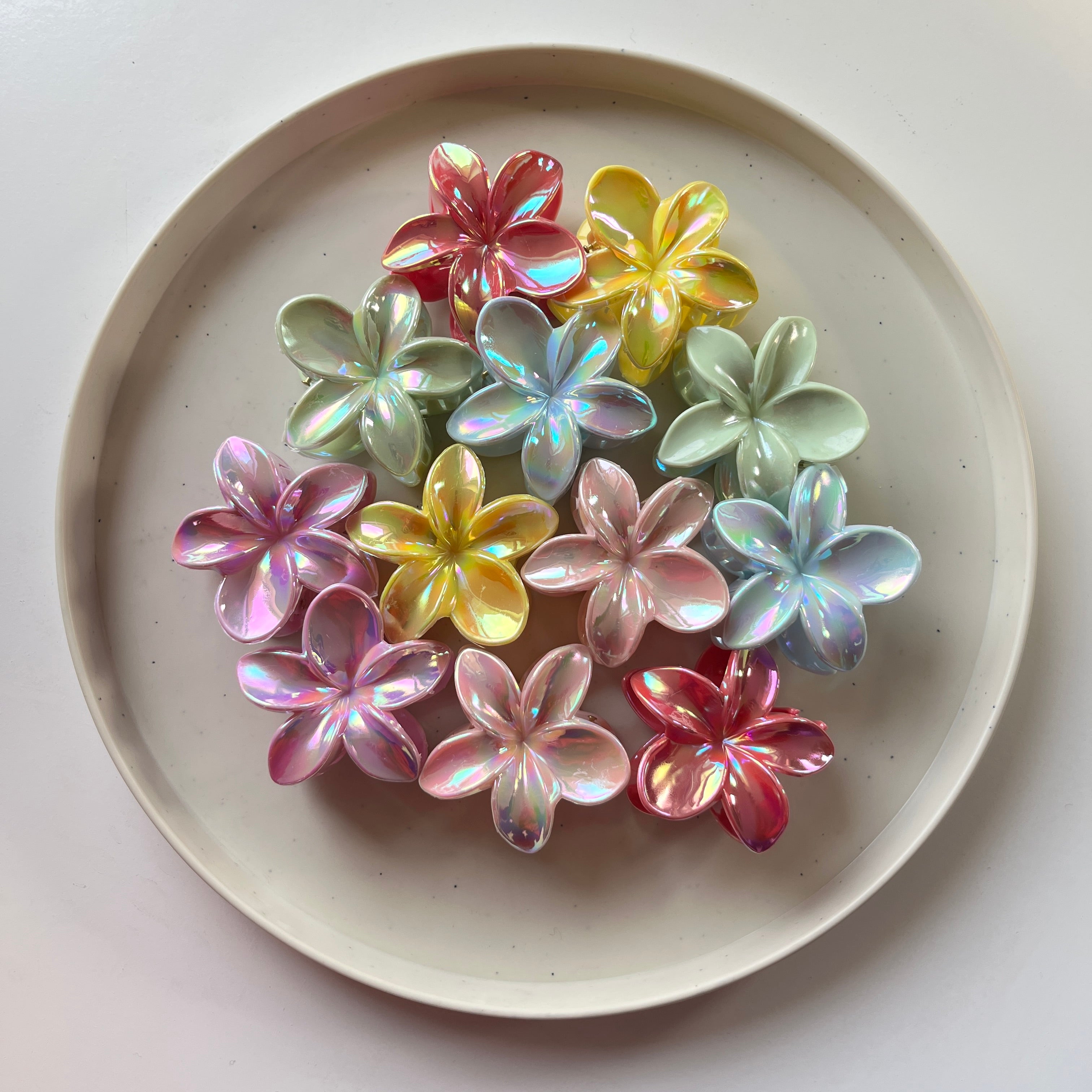 Iridescent Flower Hair Claw Set of 12 Pcs