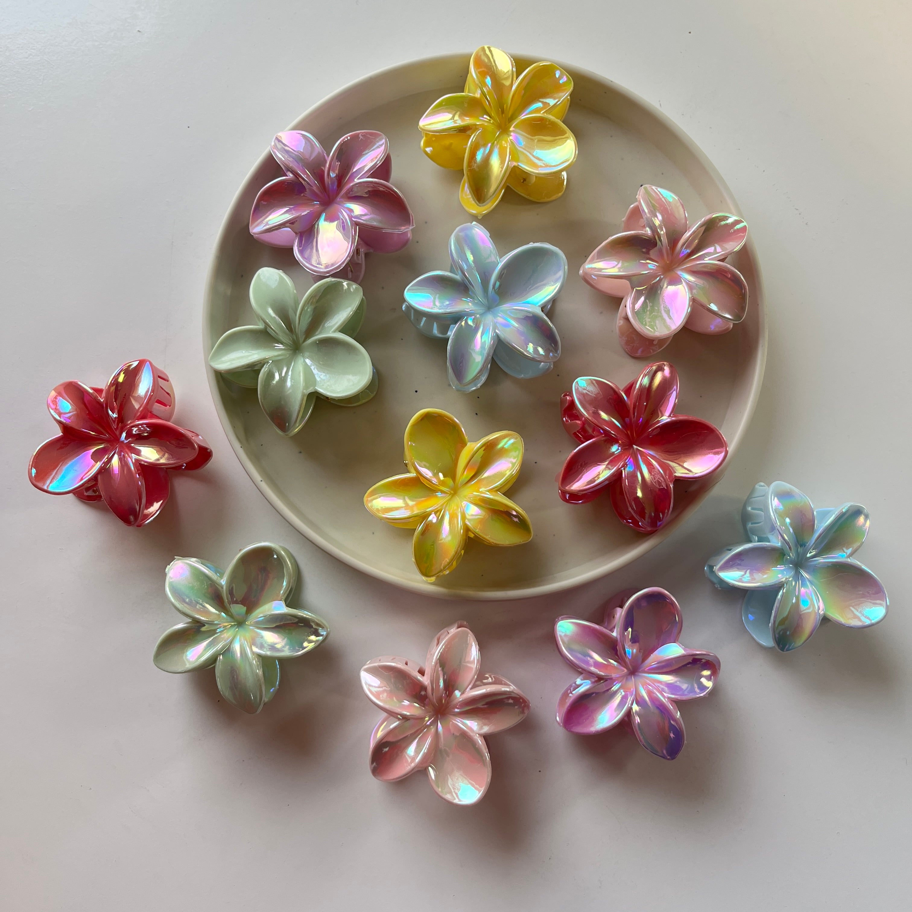 Iridescent Flower Hair Claw Set of 12 Pcs
