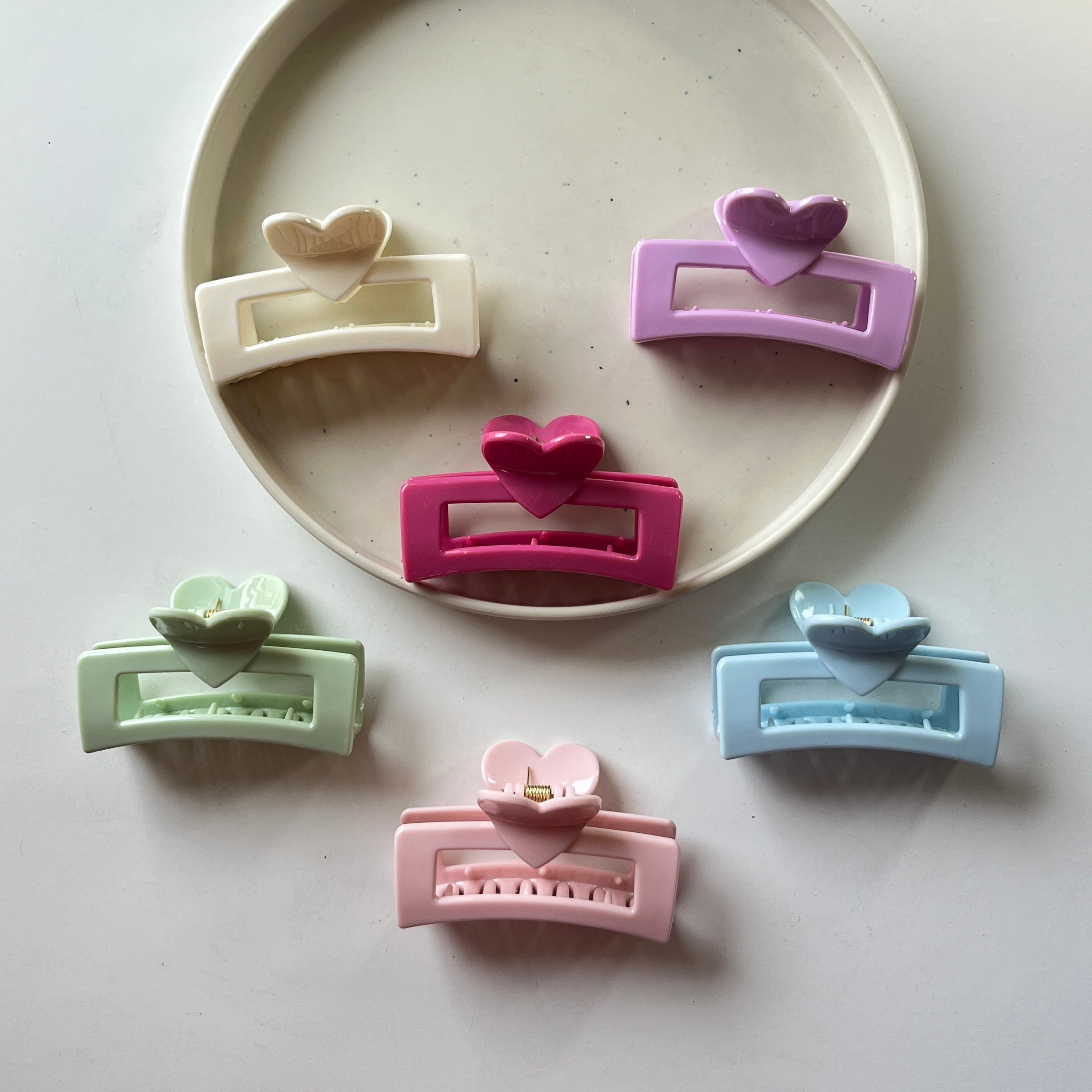 Heart Bar Hair Claw Set of 6 Pcs