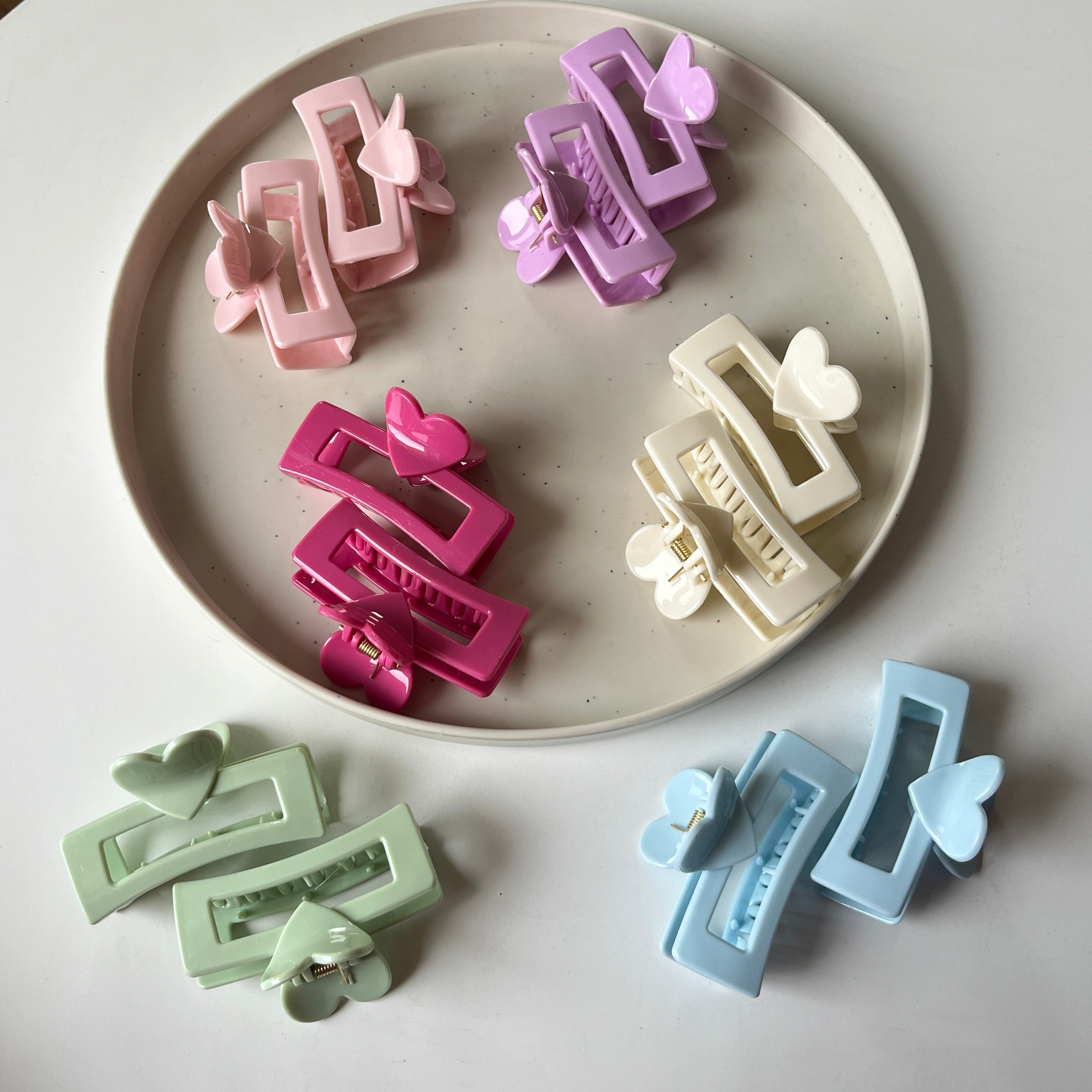 Heart Bar Hair Claw Set of 12 Pcs