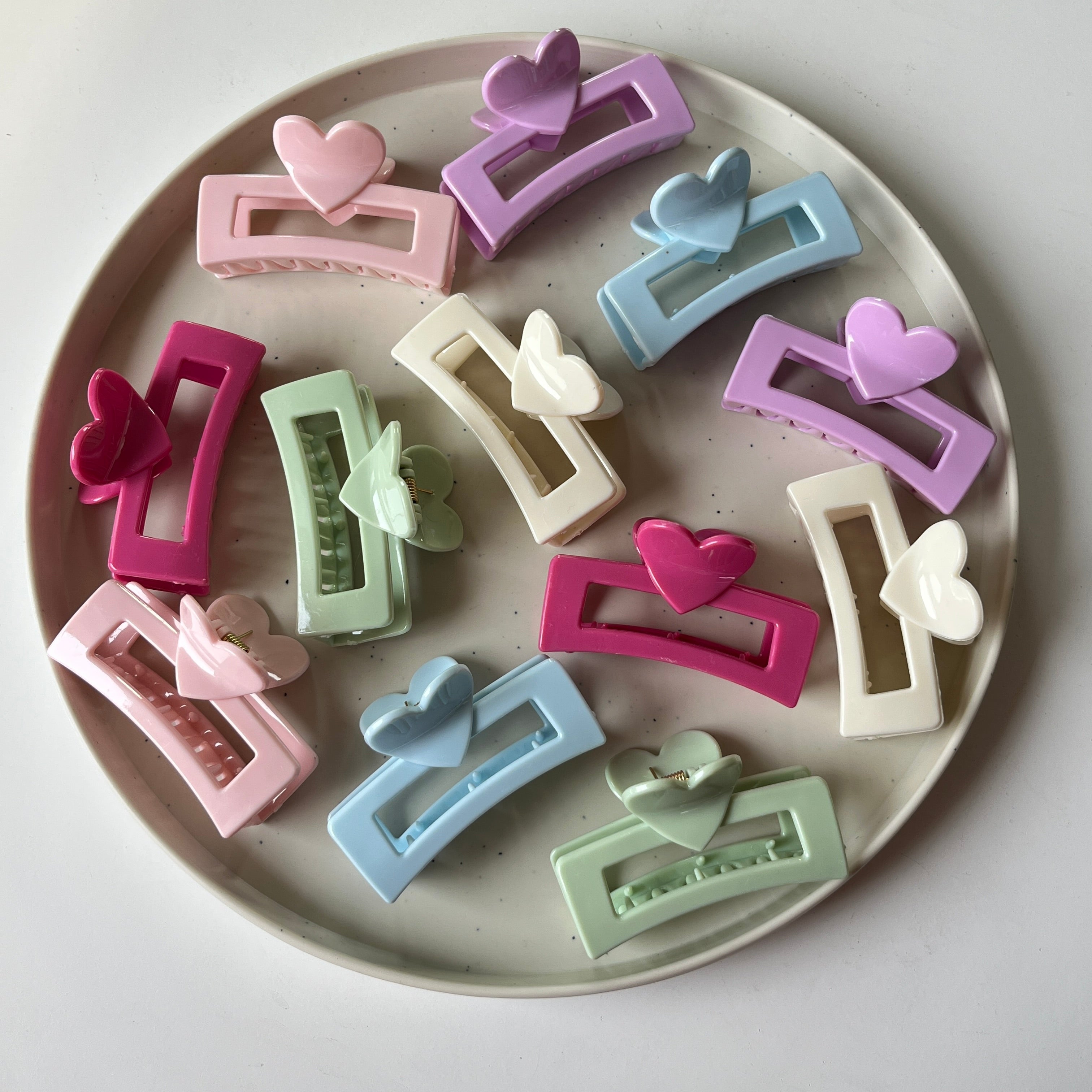 Heart Bar Hair Claw Set of 12 Pcs