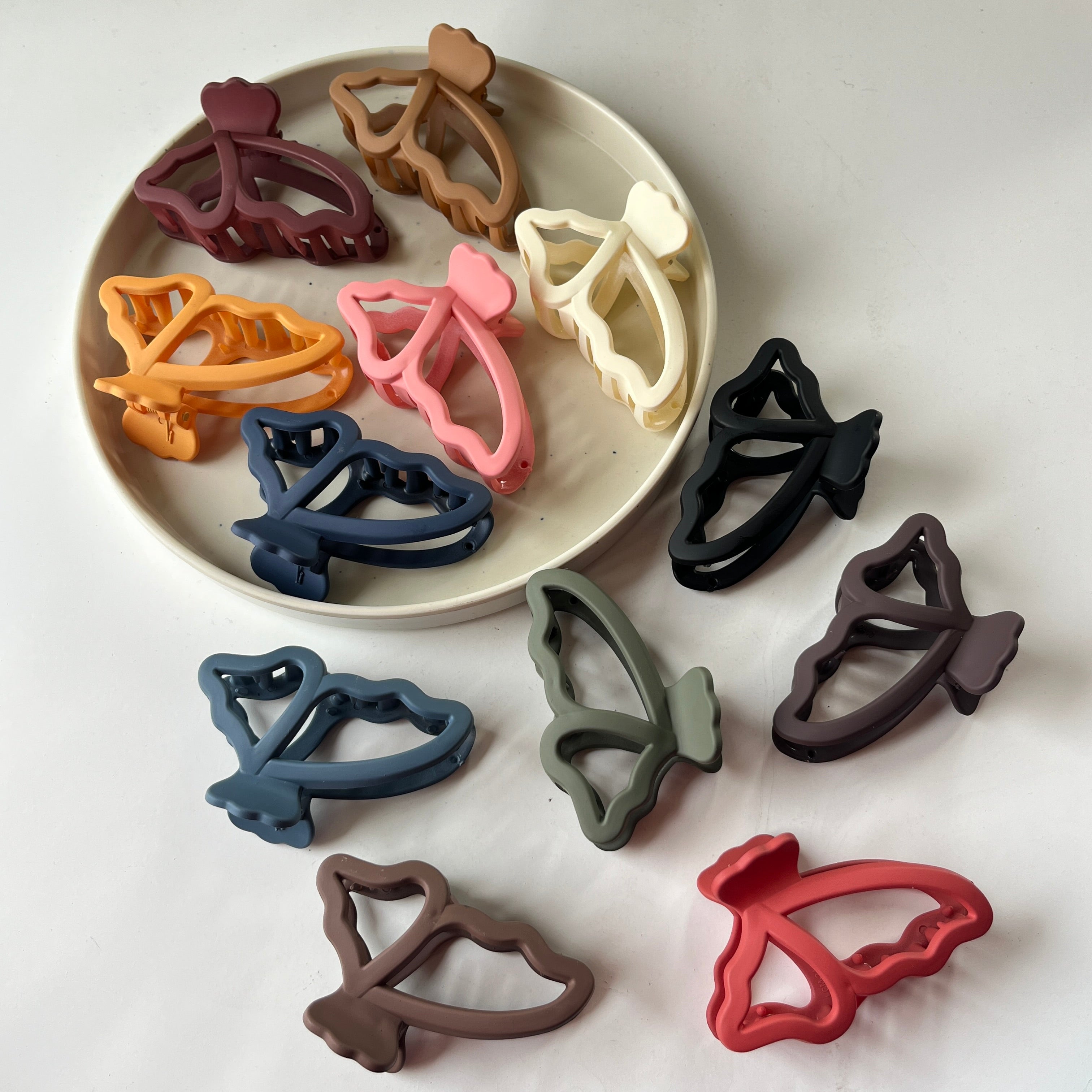 Soft Curve Bow Hair Claw Set of 12 Pcs