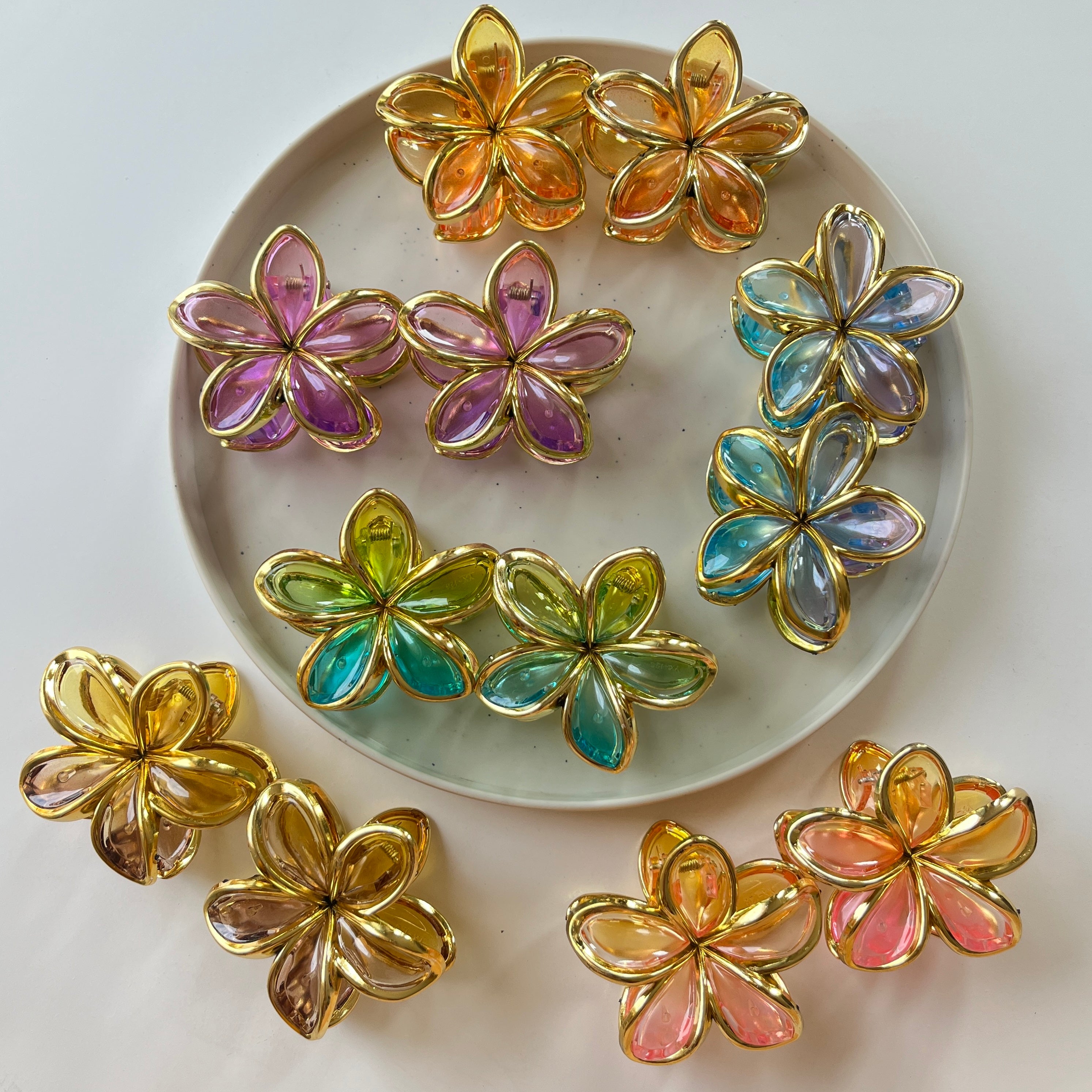 Gold Rim Petal Hair Claw Set of 12 Pcs