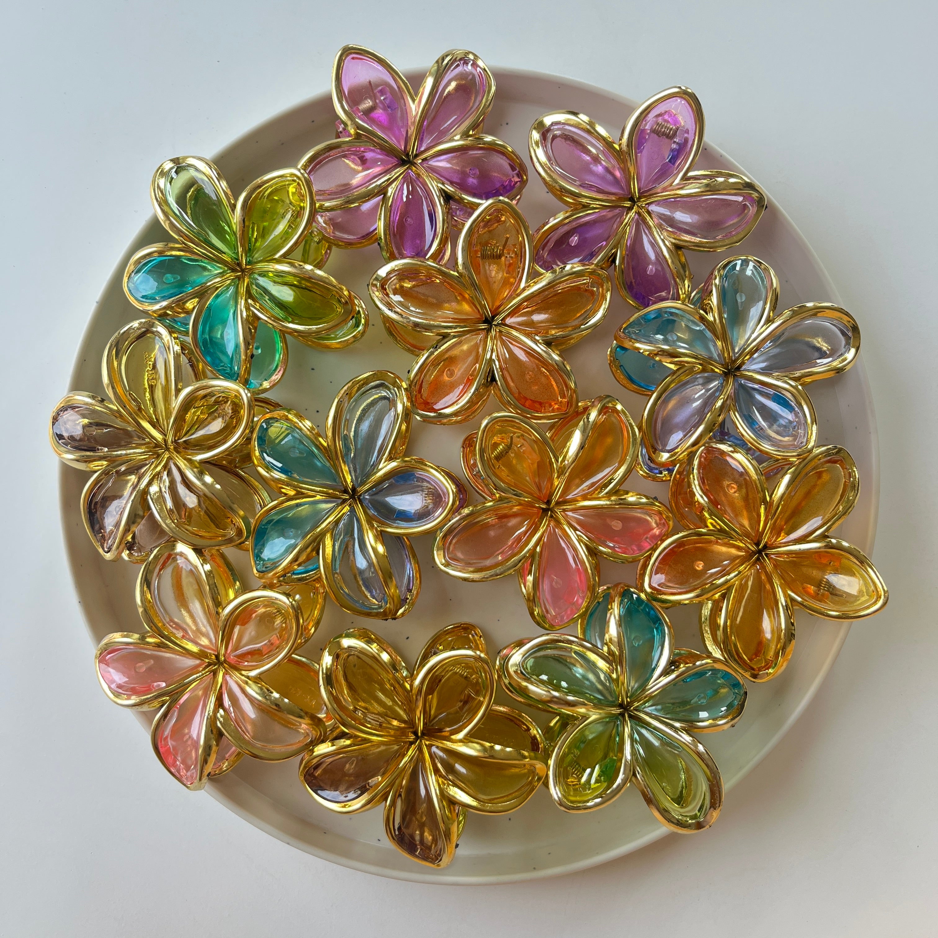Gold Rim Petal Hair Claw Set of 12 Pcs