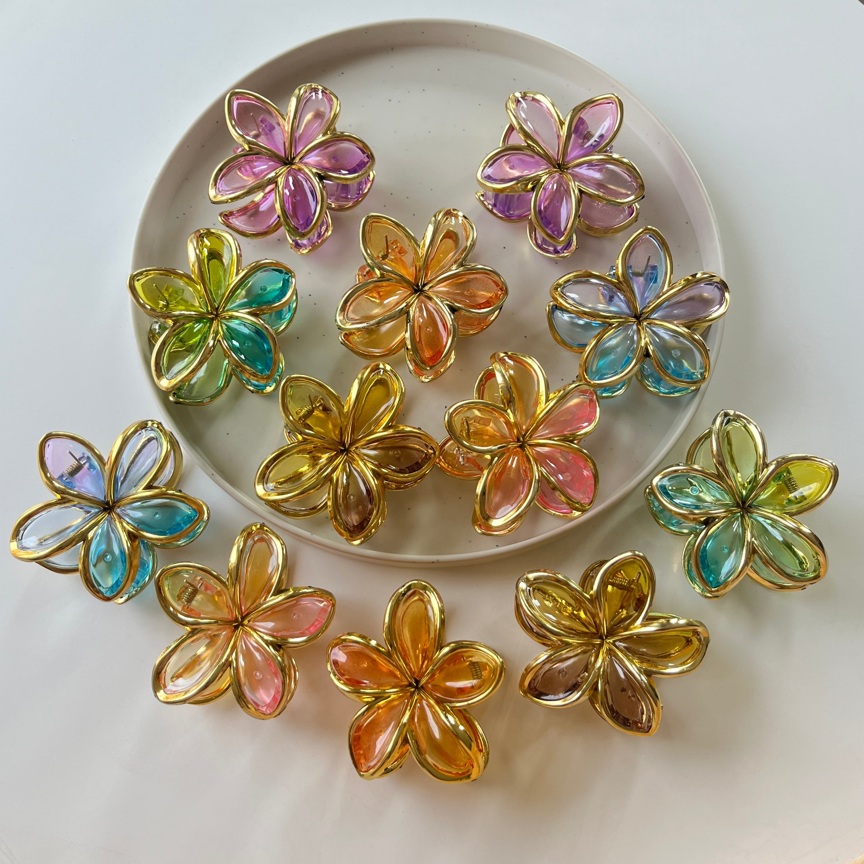 Gold Rim Petal Hair Claw Set of 12 Pcs