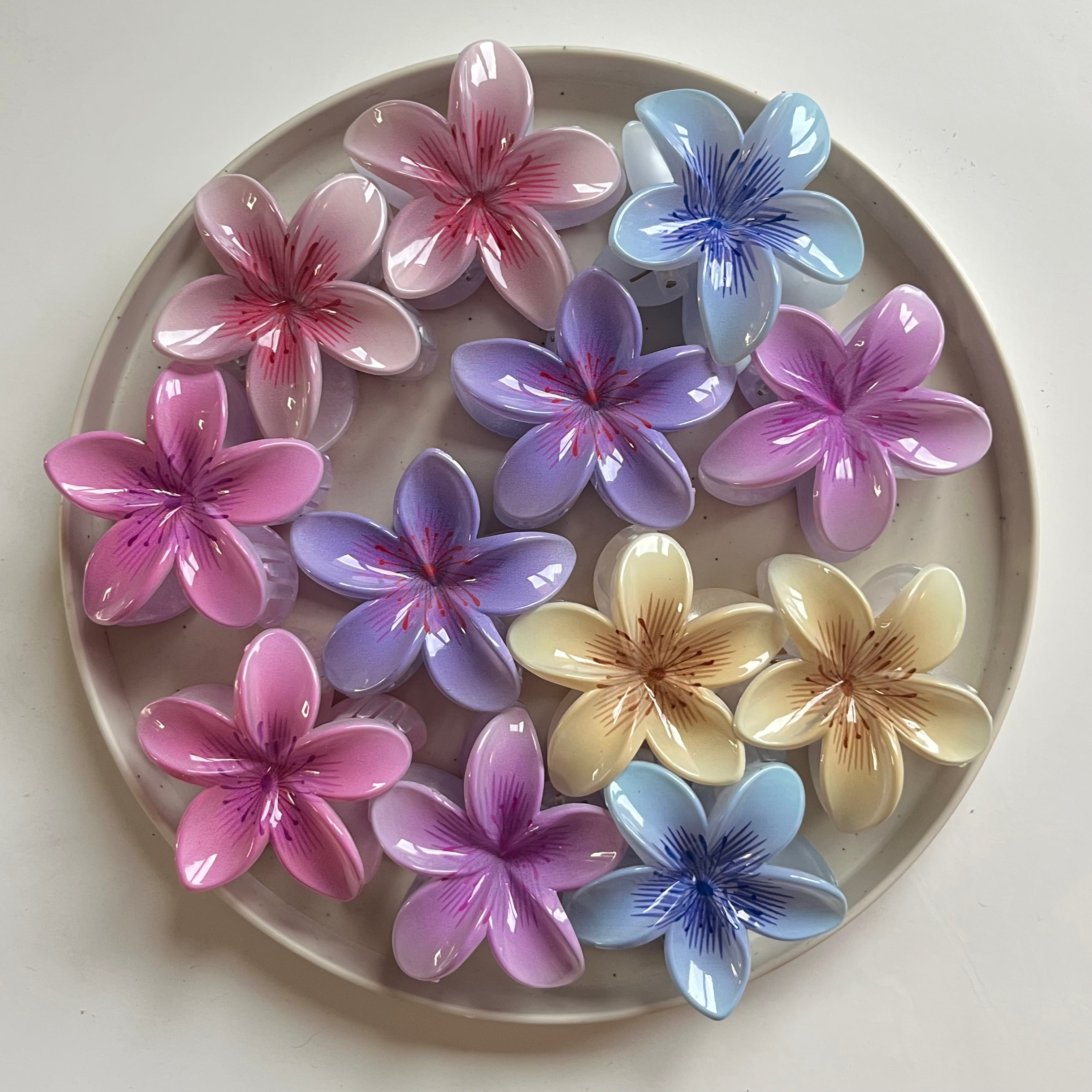Glossy Petal Bloom Hair Claw Set of 12 Pcs