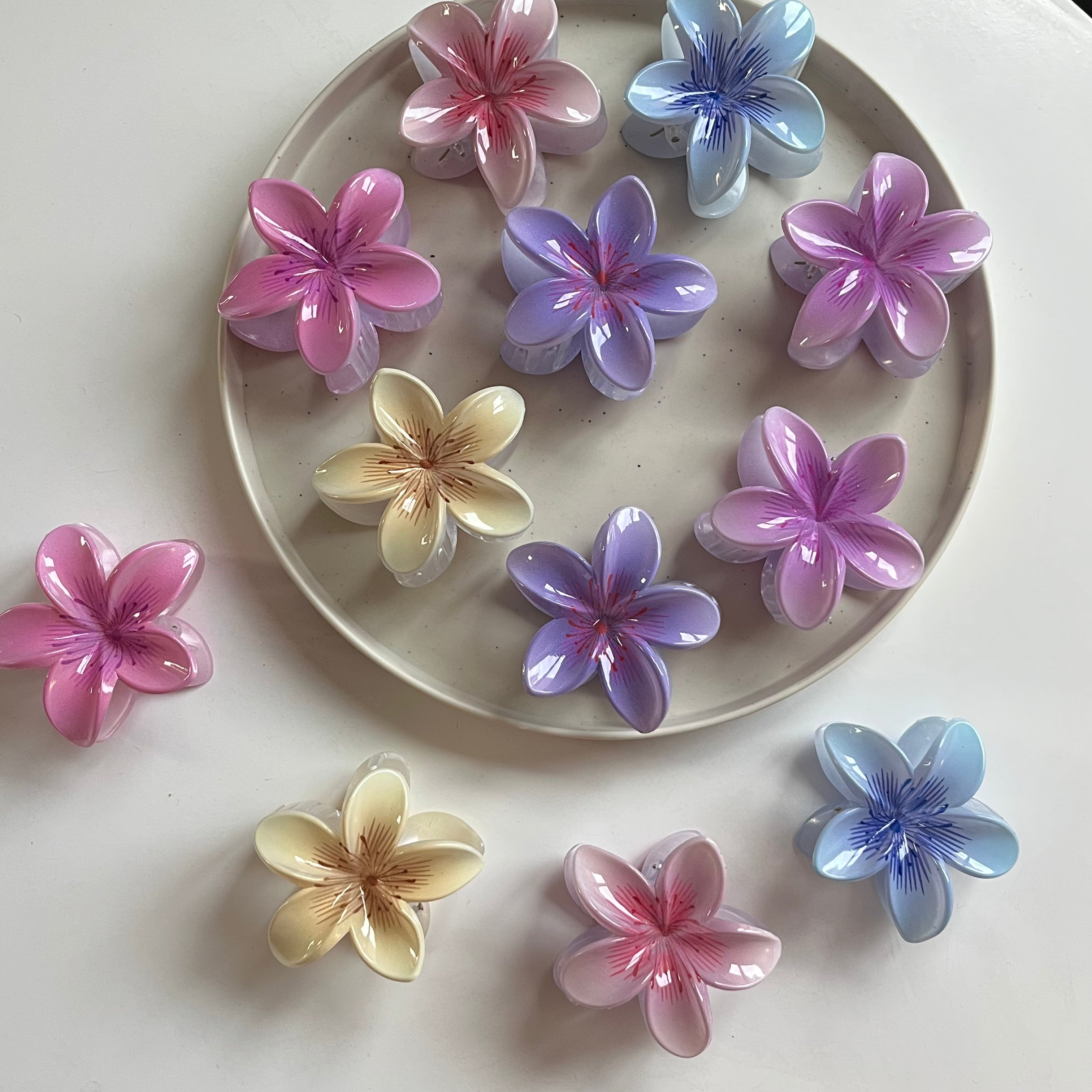 Glossy Petal Bloom Hair Claw Set of 12 Pcs