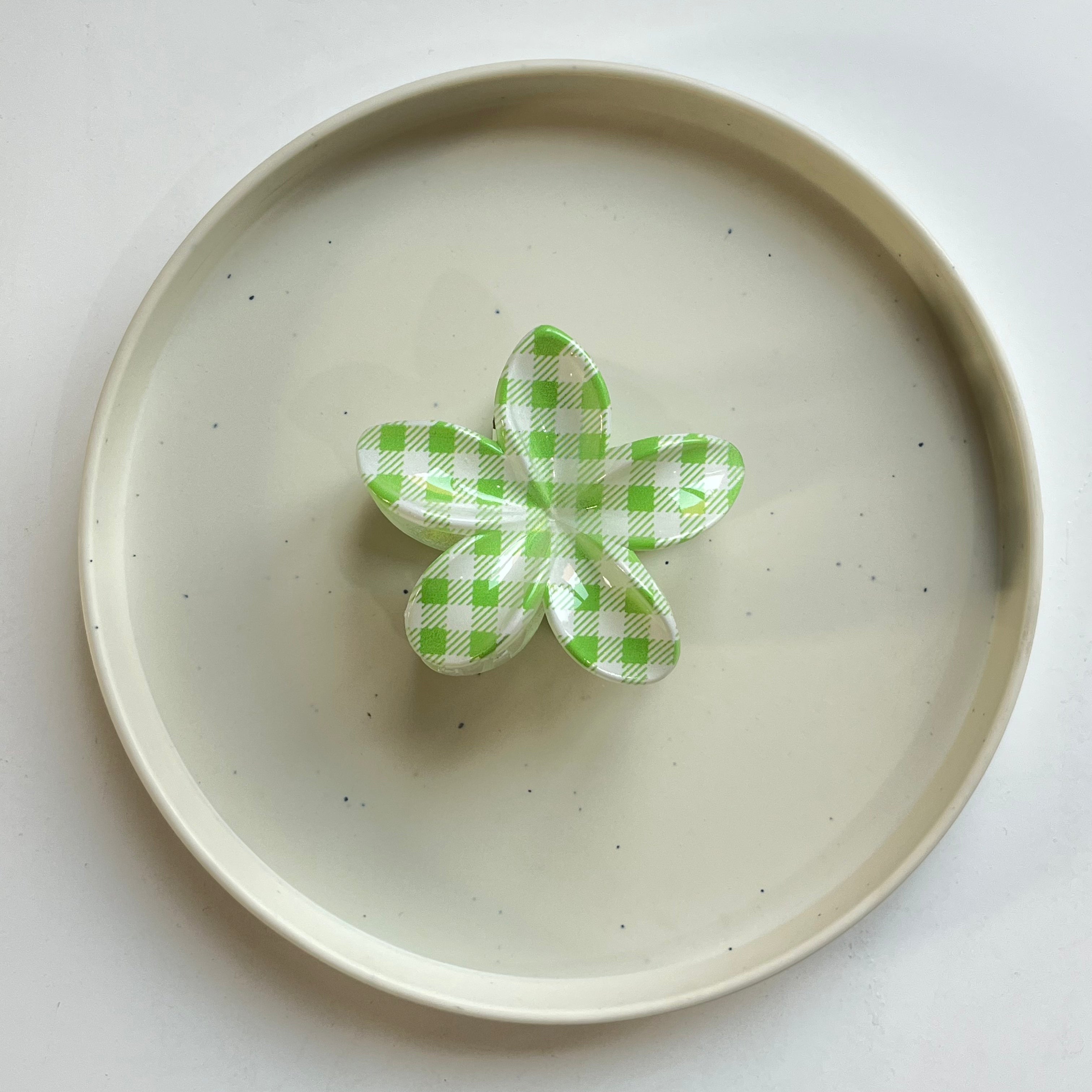 Gingham Flower Large Hair Claw