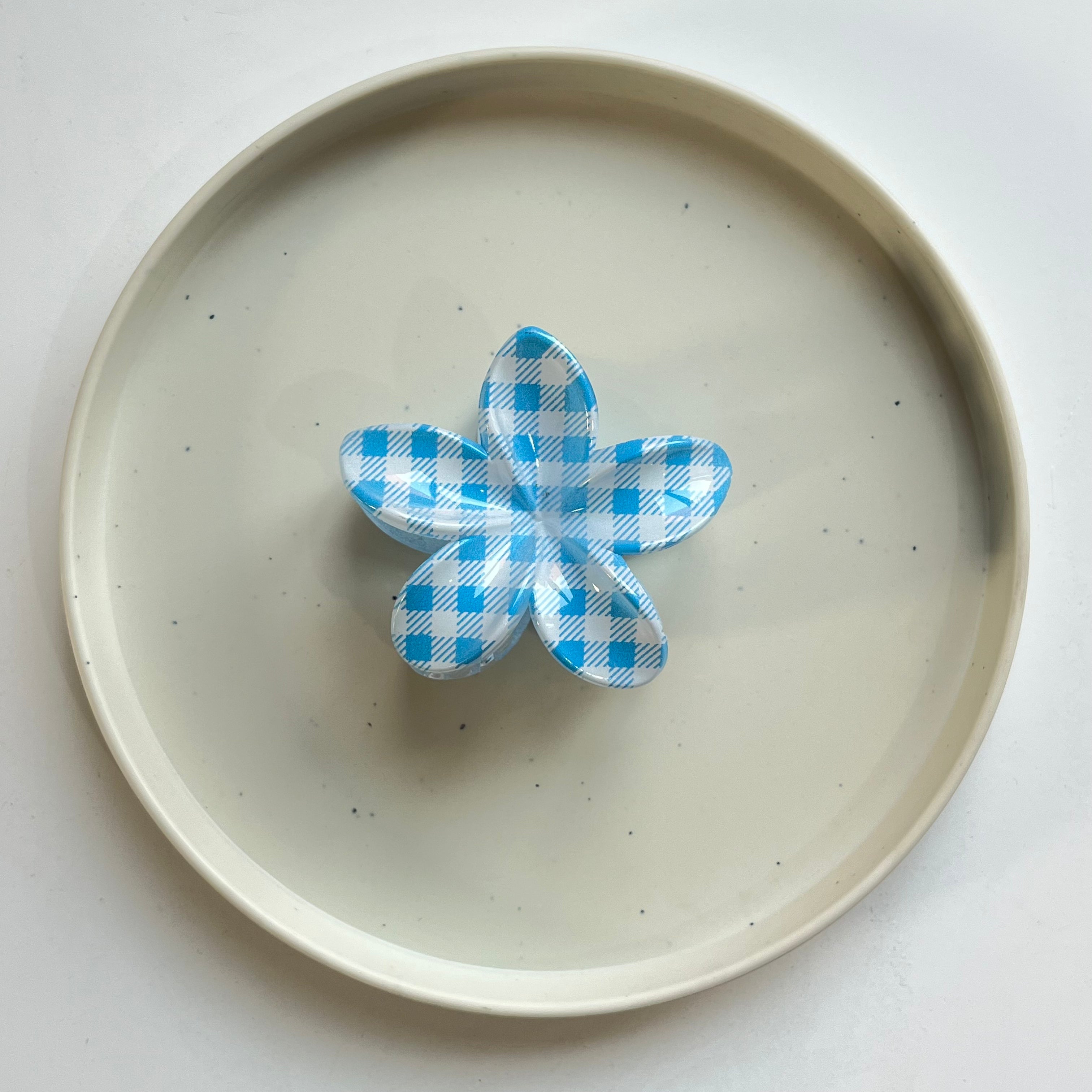 Gingham Flower Large Hair Claw