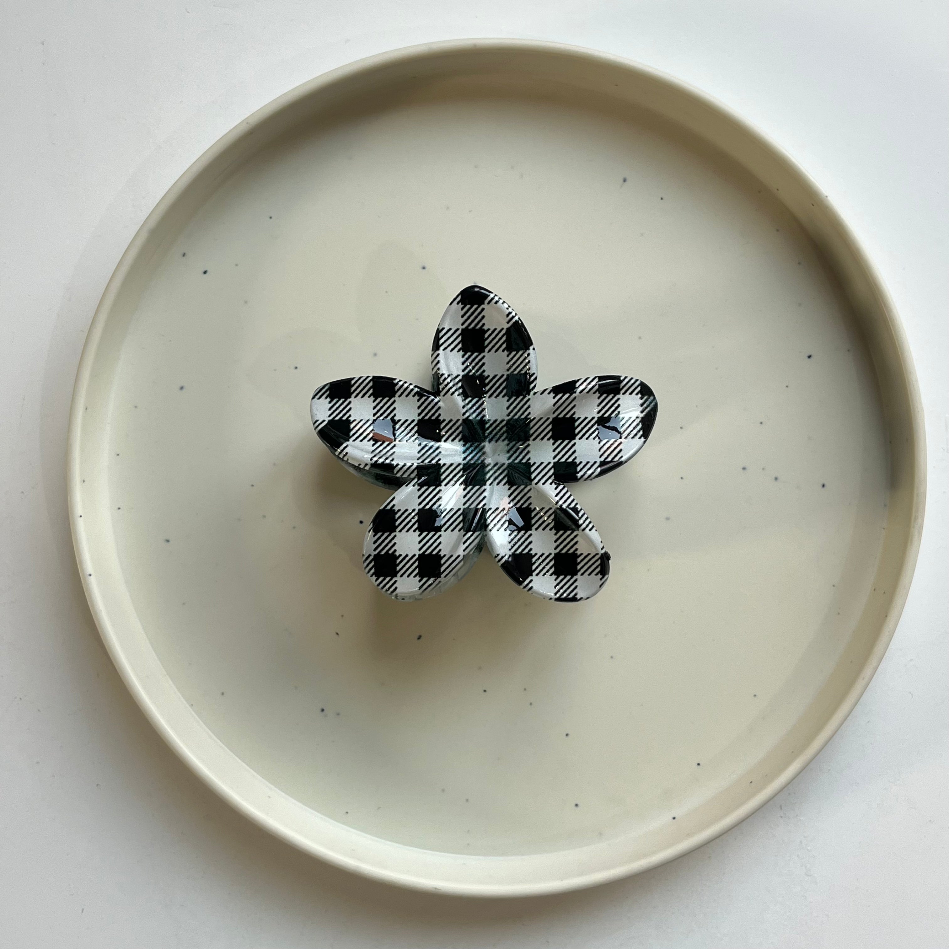 Gingham Flower Large Hair Claw