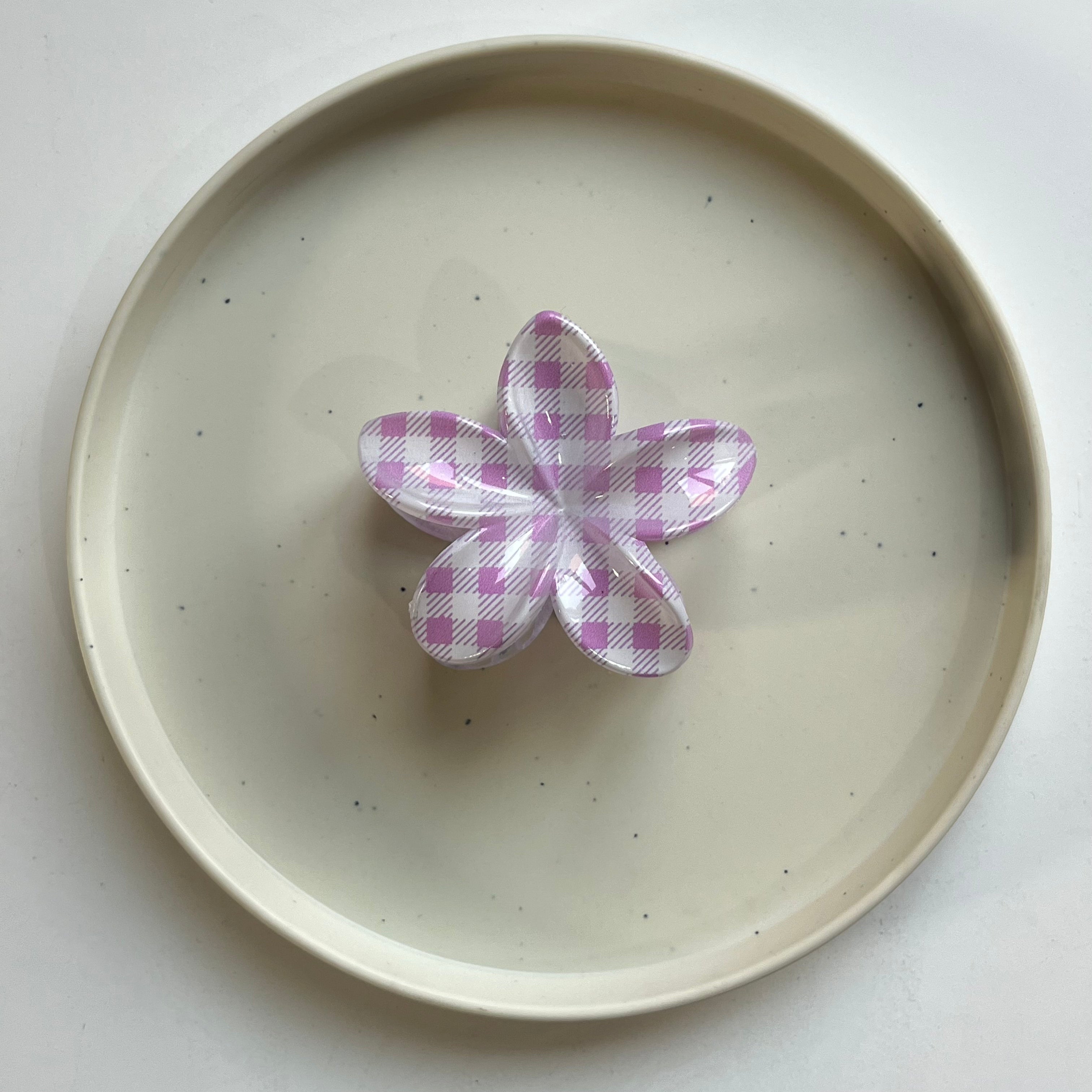 Gingham Flower Large Hair Claw