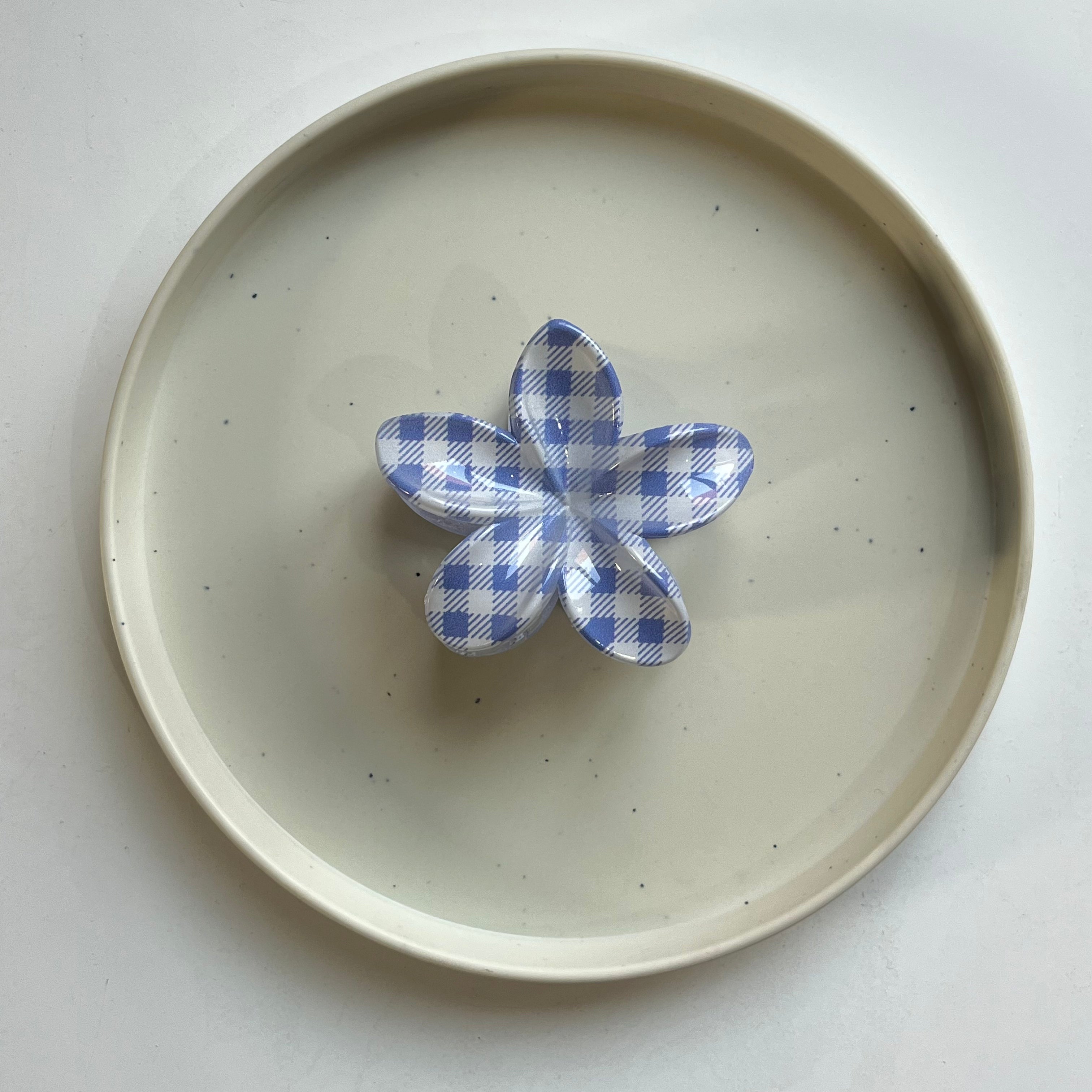 Gingham Flower Large Hair Claw