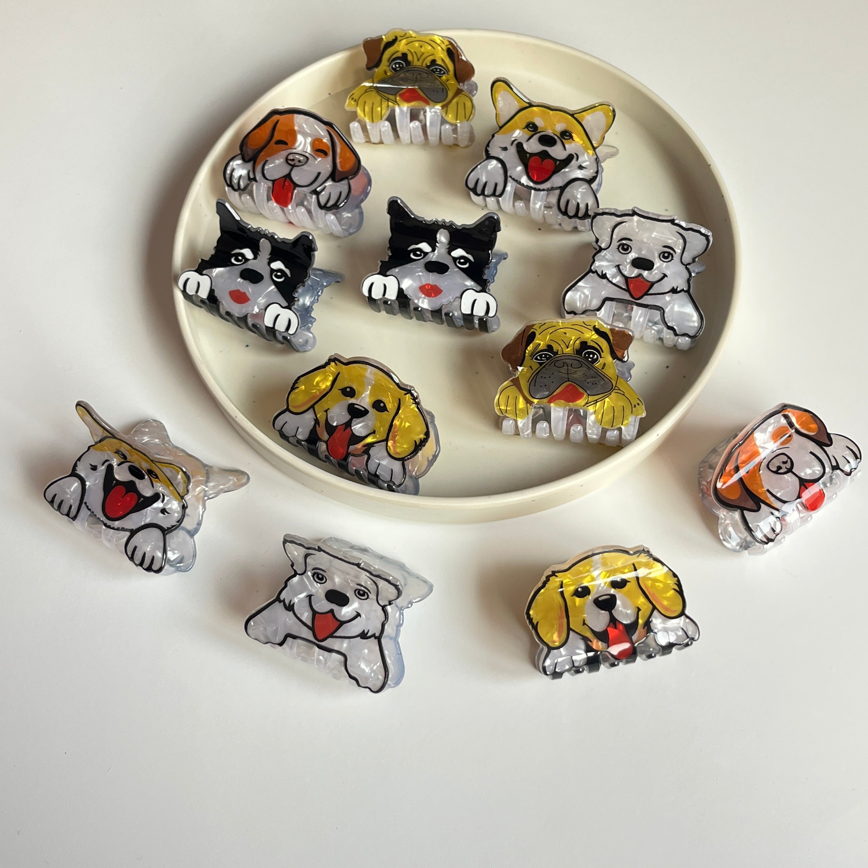 Dog Face Hair Claw – Set of 12