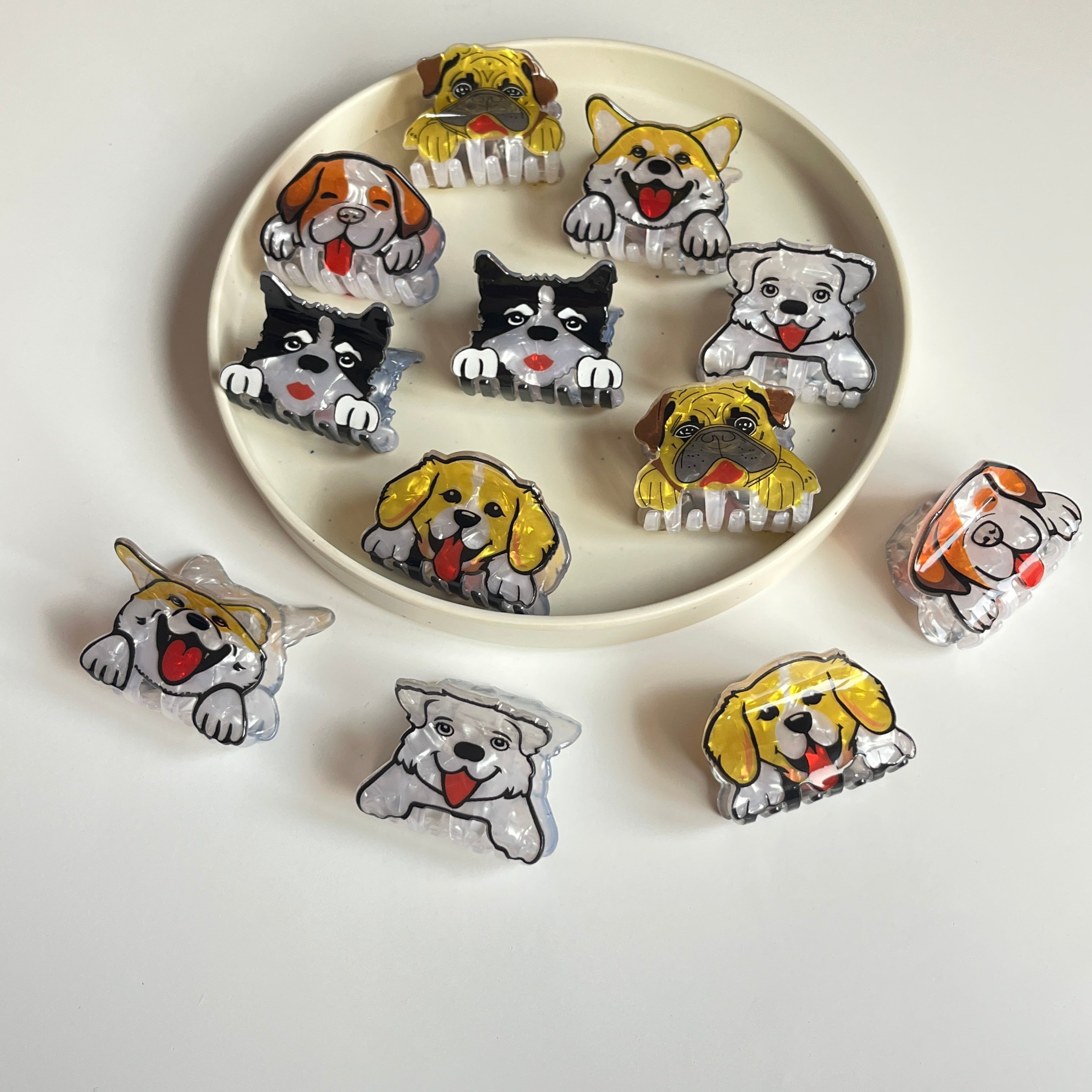 Dog Face Hair Claw – Set of 12