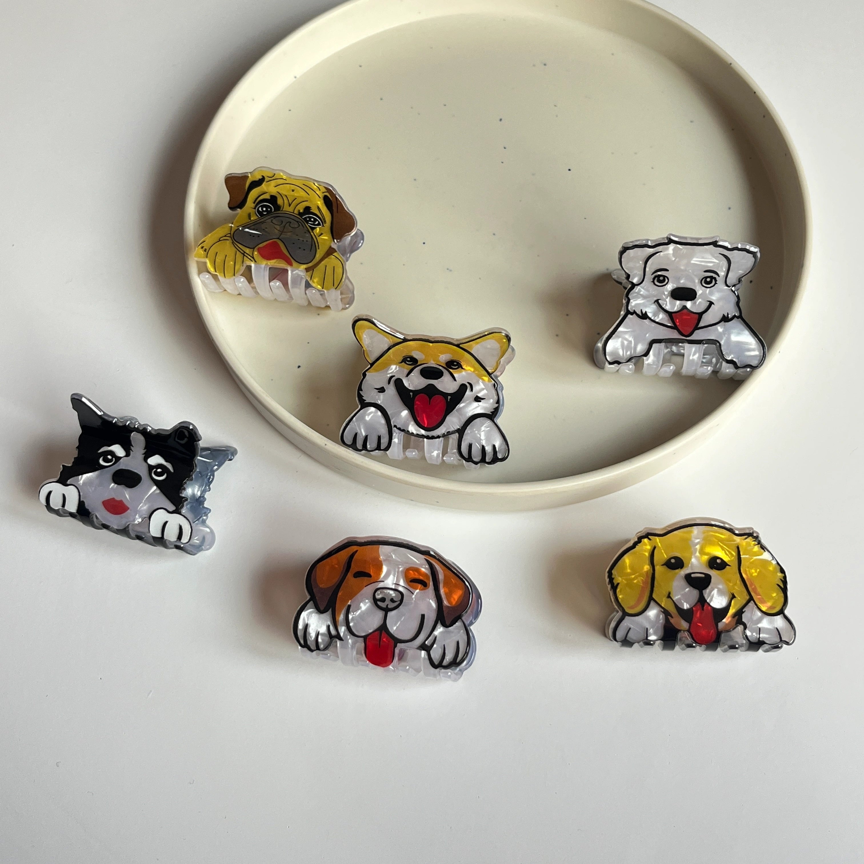 Dog Face Hair Claw – Set of 6