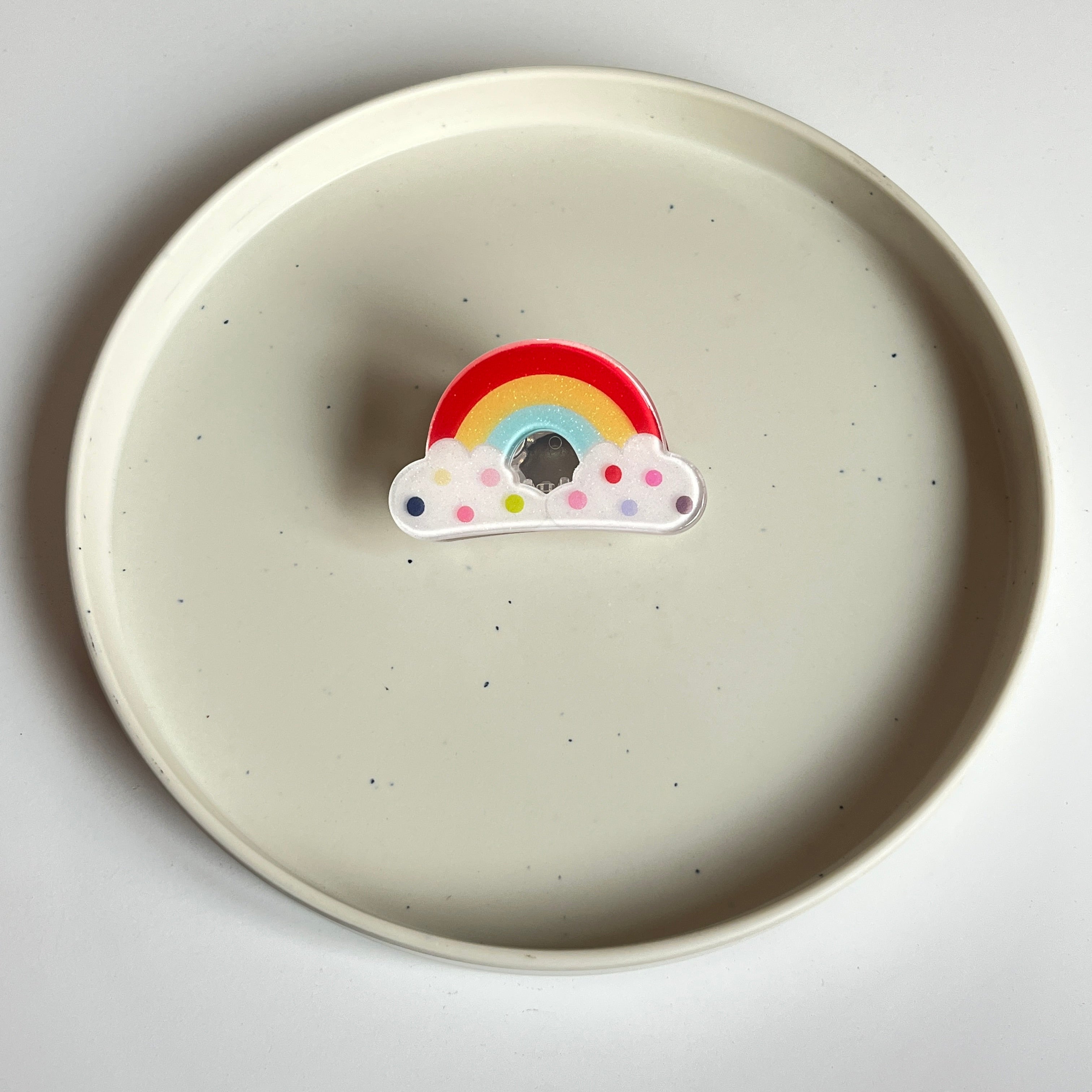 Polka Cloud Rainbow Large Hair Claw