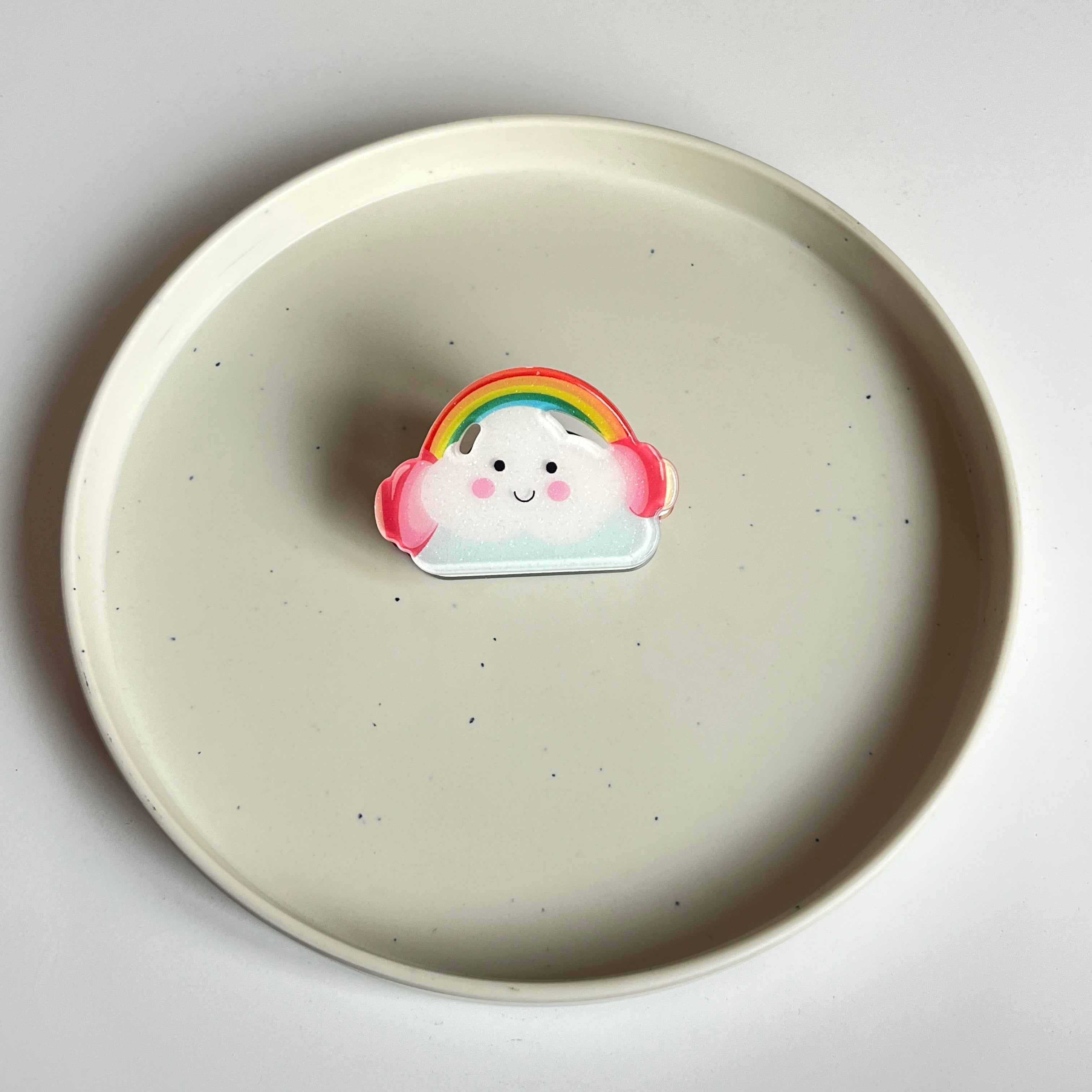 Rainbow Headphones Cloud Large Hair Claw
