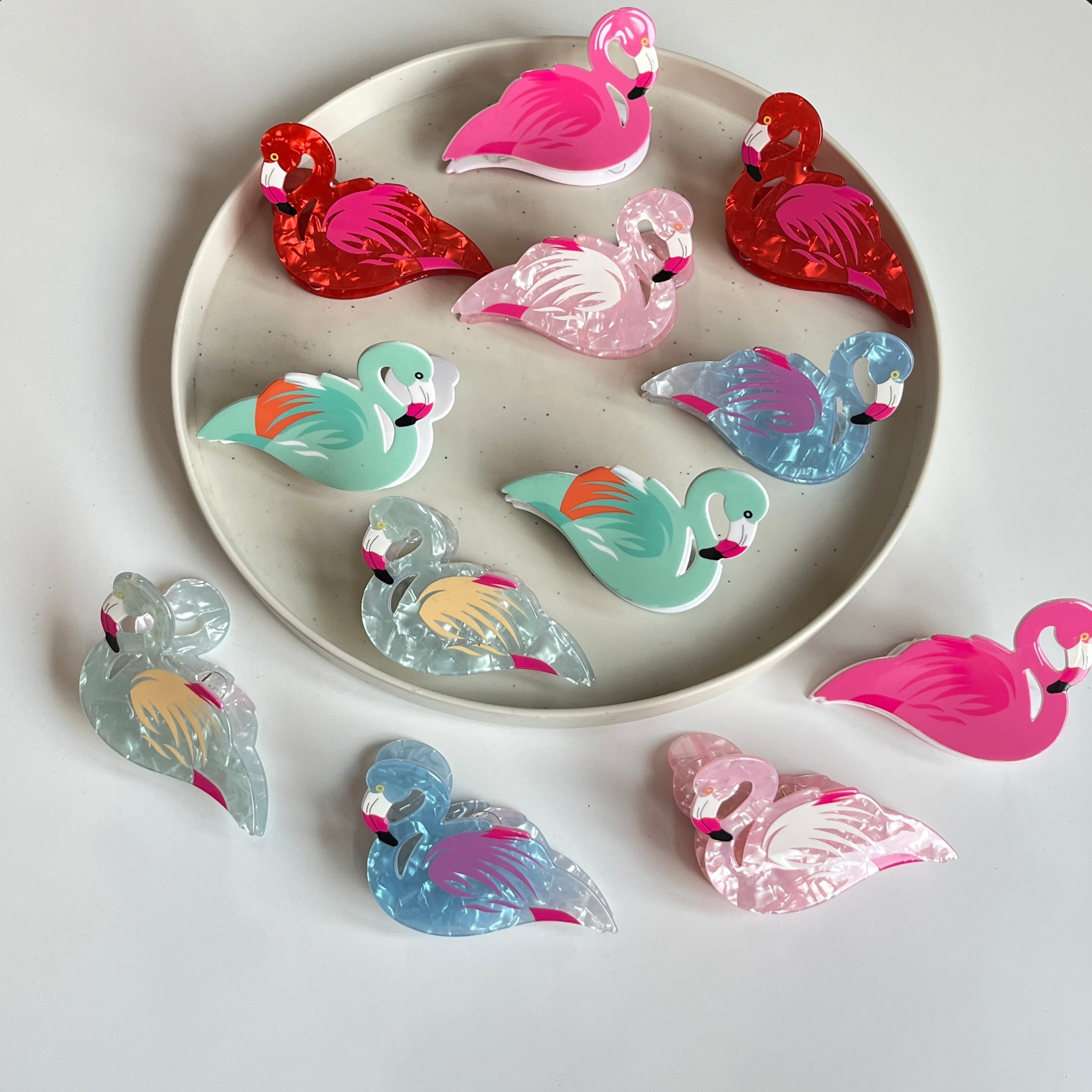 Flamingo Hair Claw Set (12 Pcs)