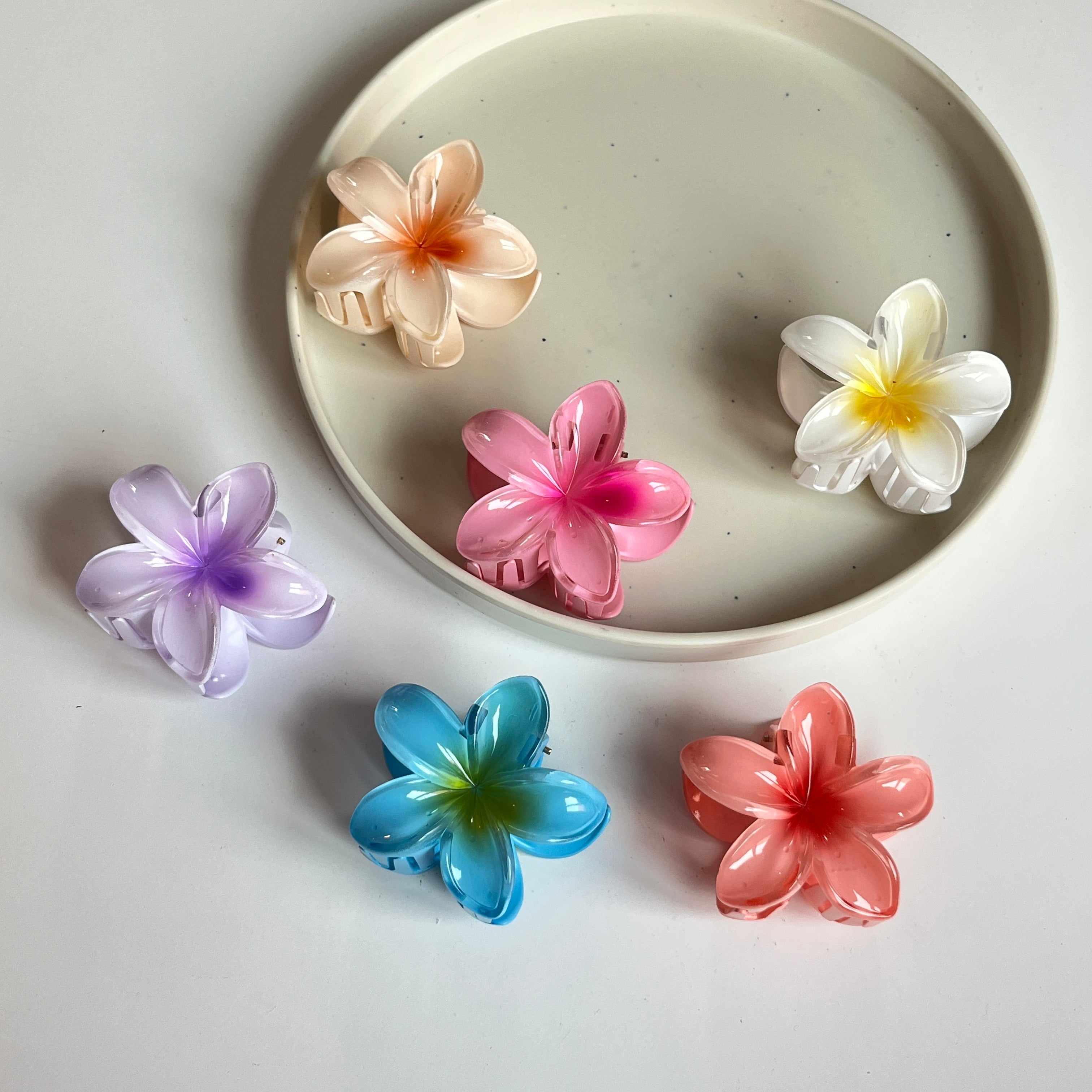 Gloss Bloom Flower Medium Hair Claw Set (6 Pcs)