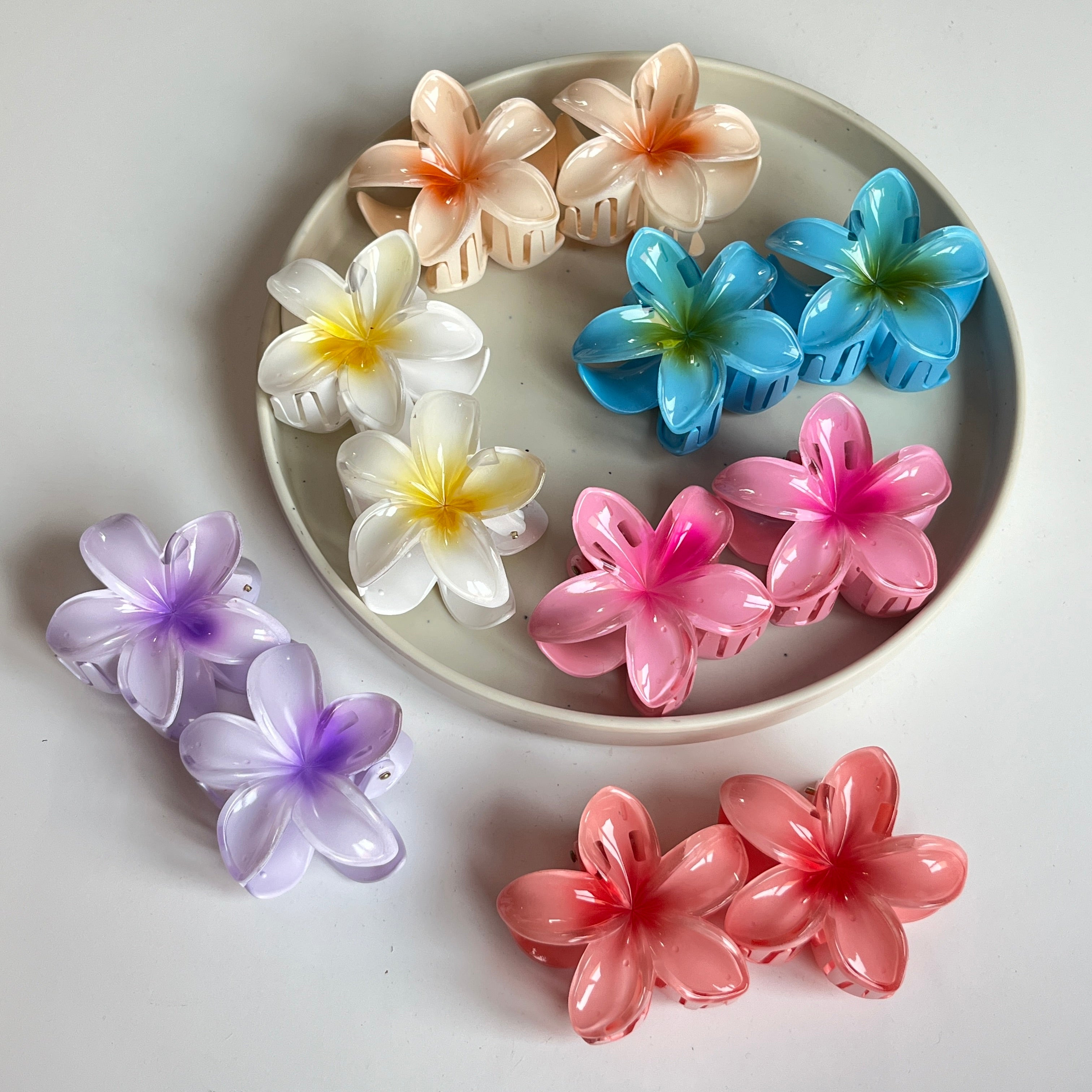Gloss Bloom Flower Medium Hair Claw Set (12 Pcs)