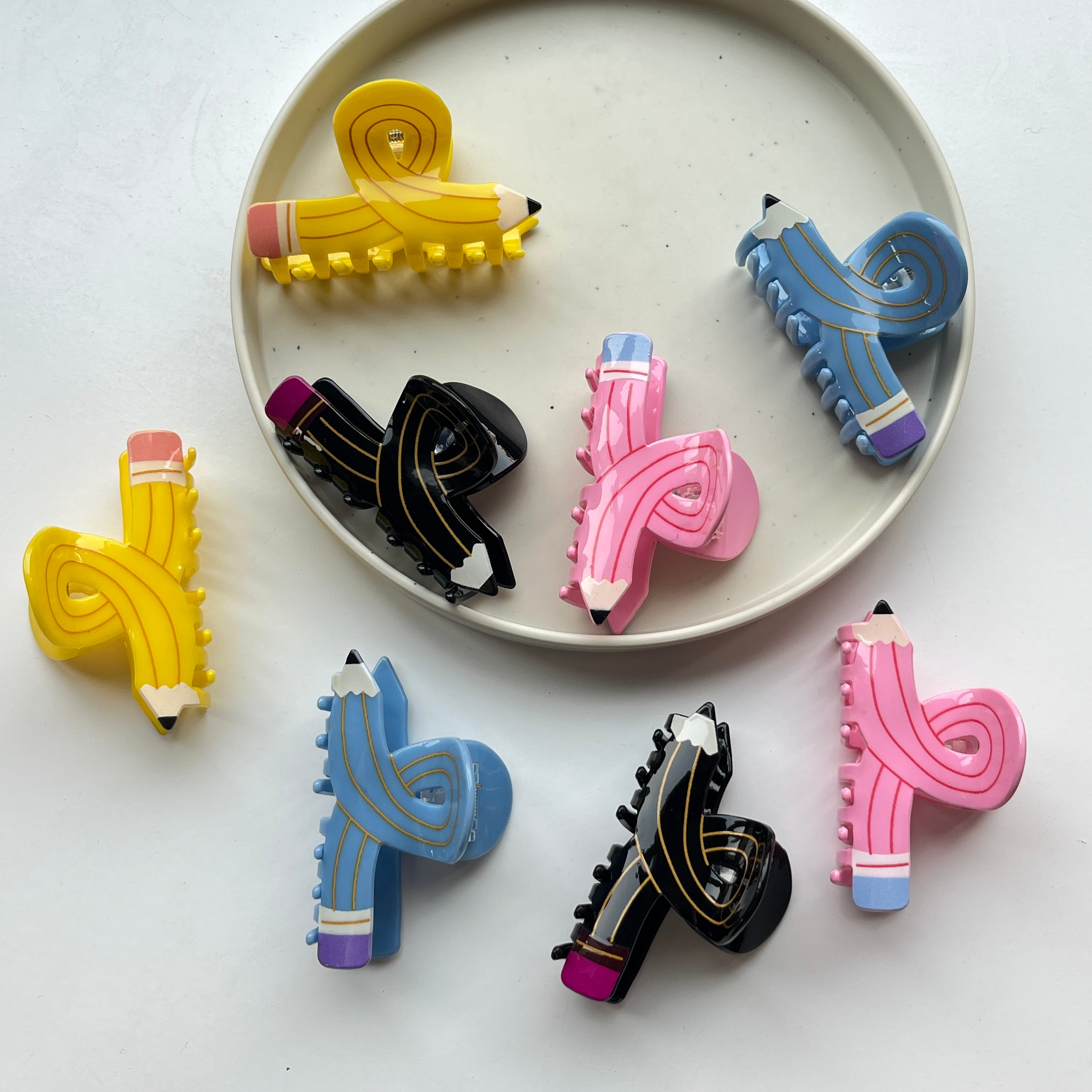 Pencil Twist Large Hair Claw Set (8 pcs)