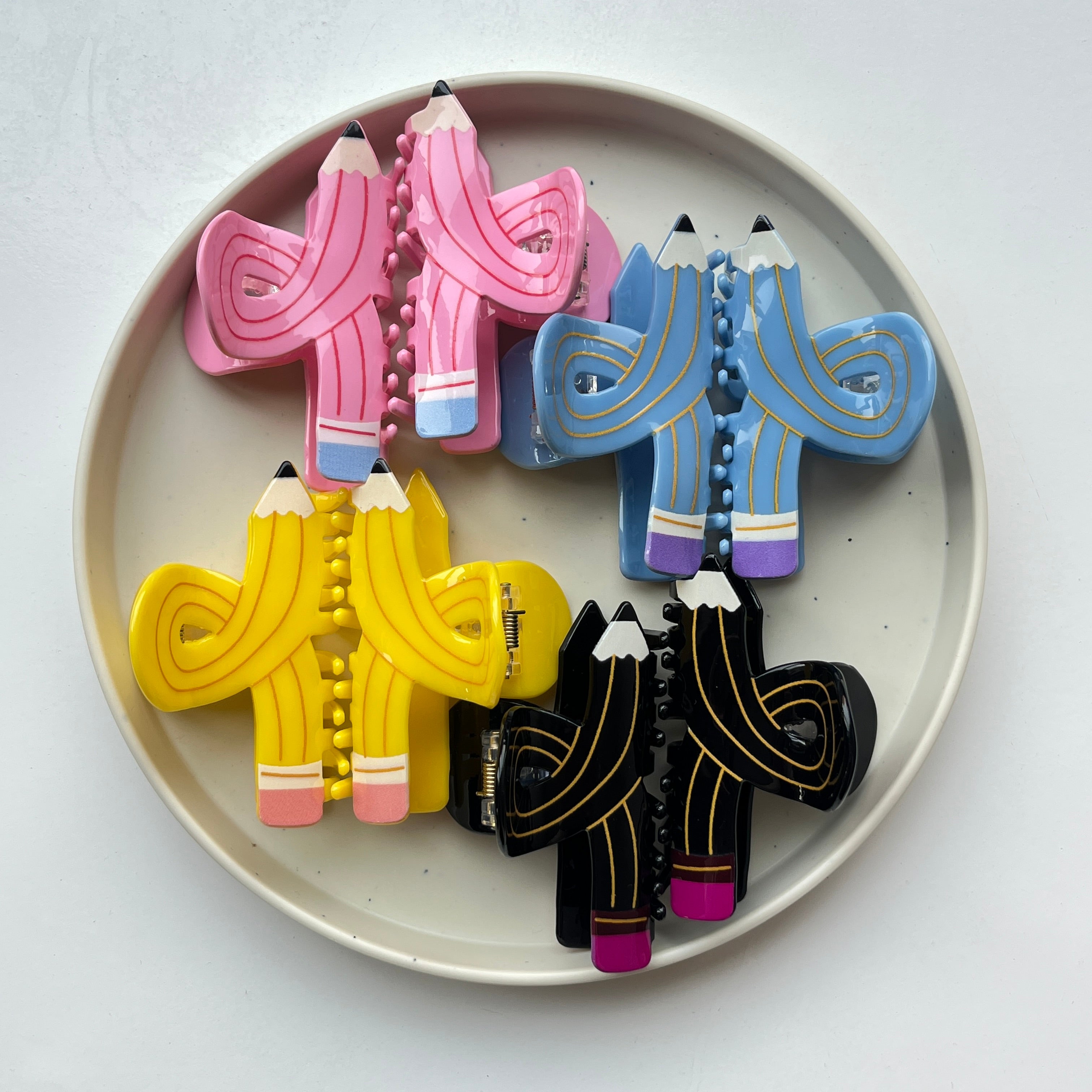Pencil Twist Large Hair Claw Set (8 pcs)